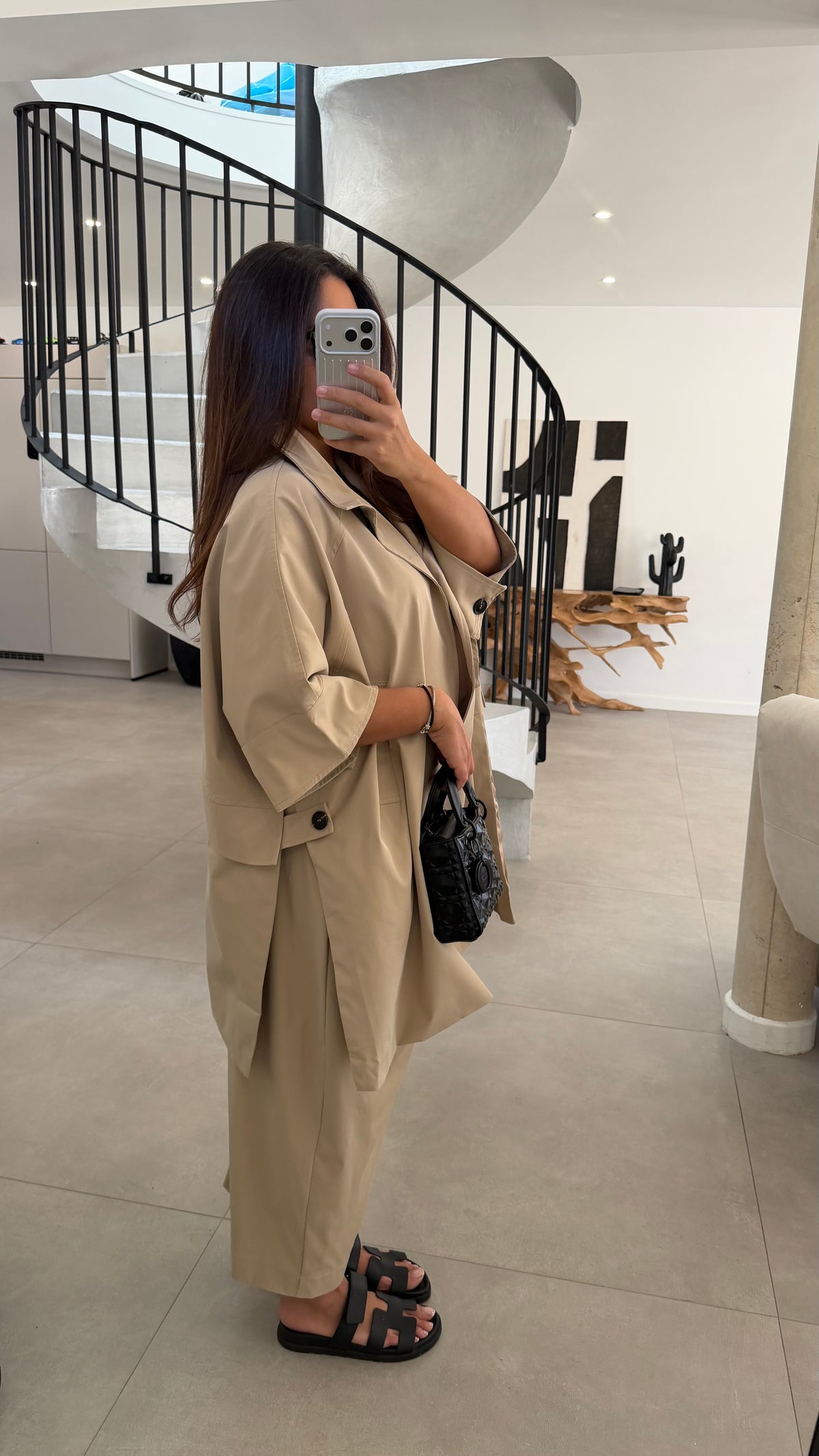 Trench mi long taupe