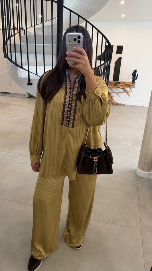 Ensemble satin olive