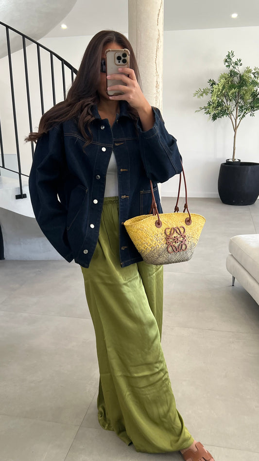 Pantalon palazzo vert olive