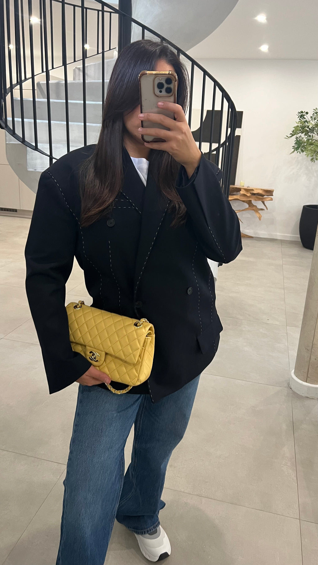 Blazer à surpiqûres noir