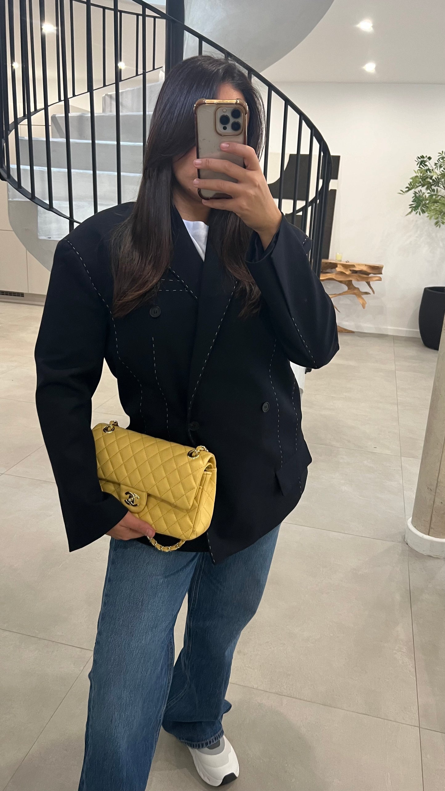 Blazer à surpiqûres noir