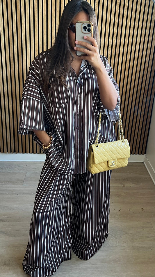Ensemble à rayures marron