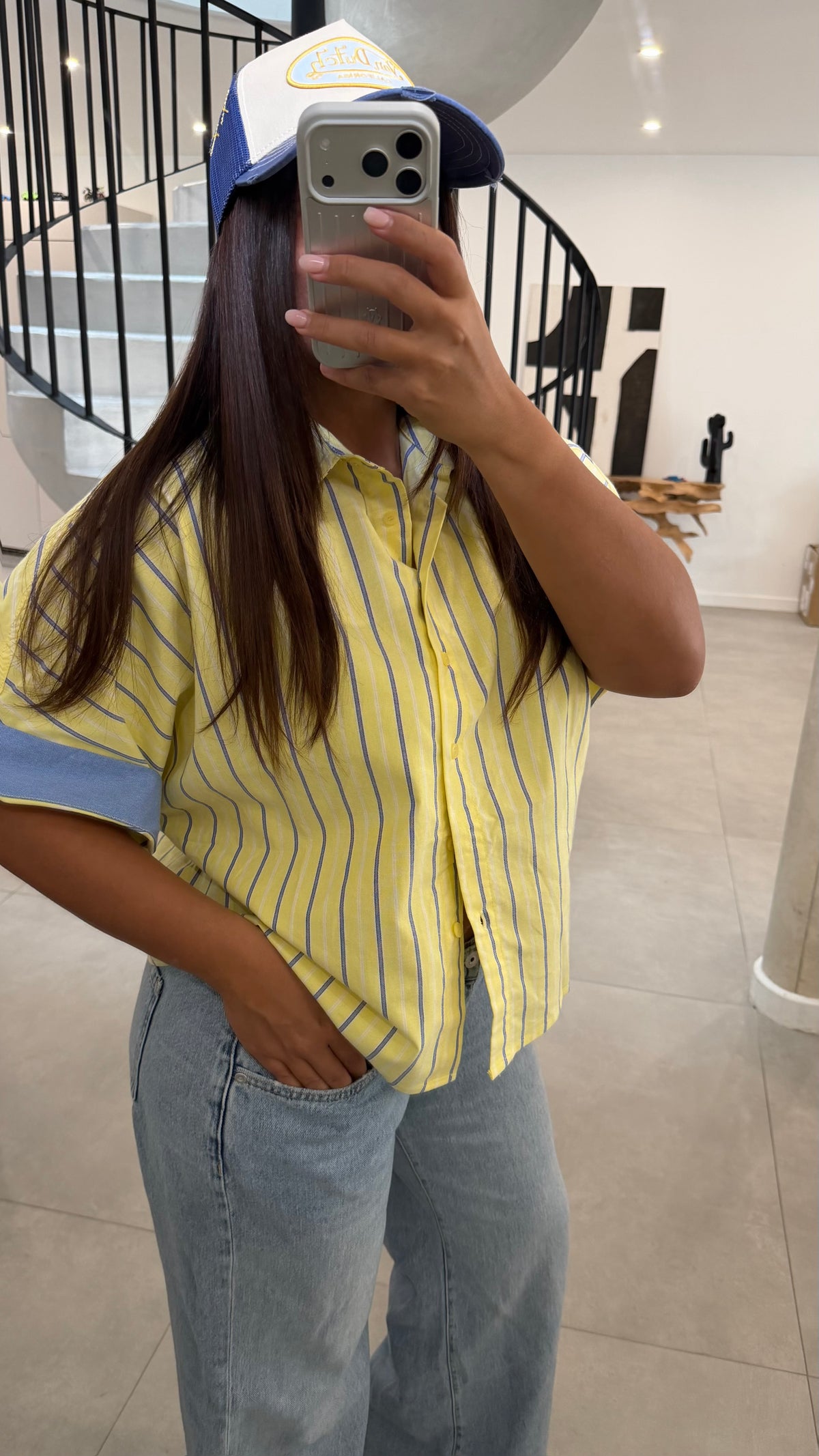 Chemise à rayures jaune