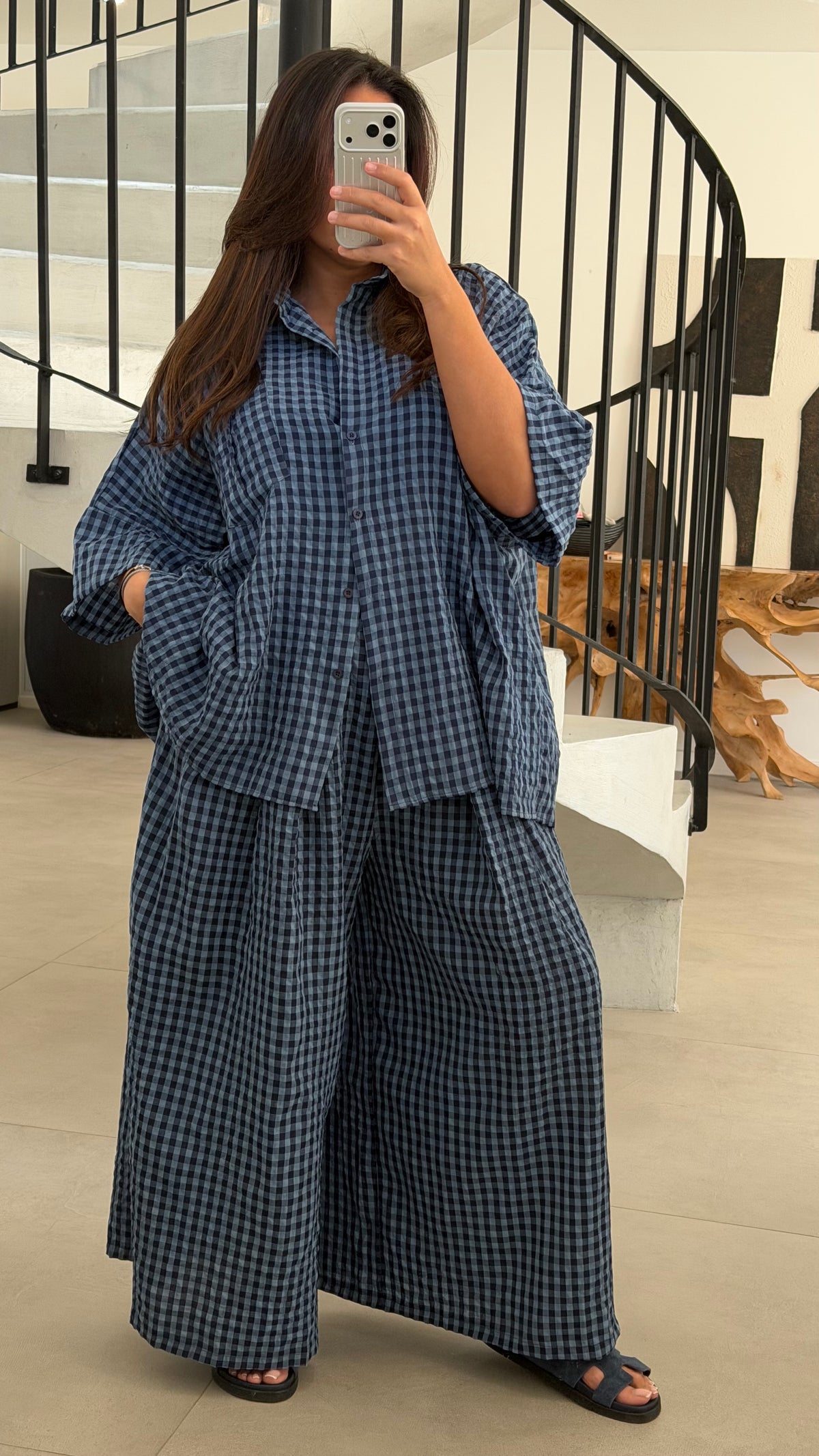 Ensemble à carreaux bleu