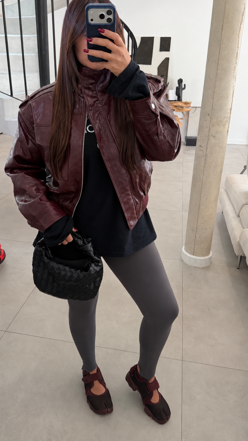 Veste Inspi tressé bordeaux