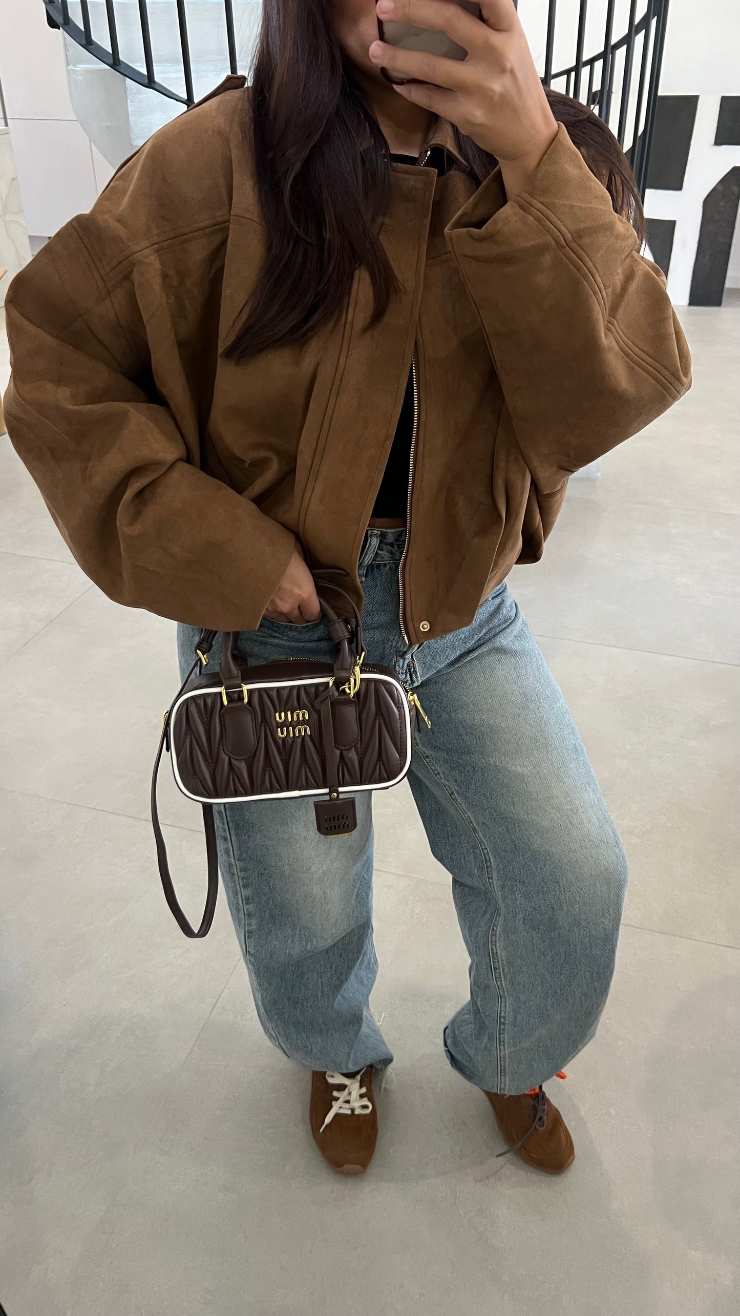 Veste en suédine Camel