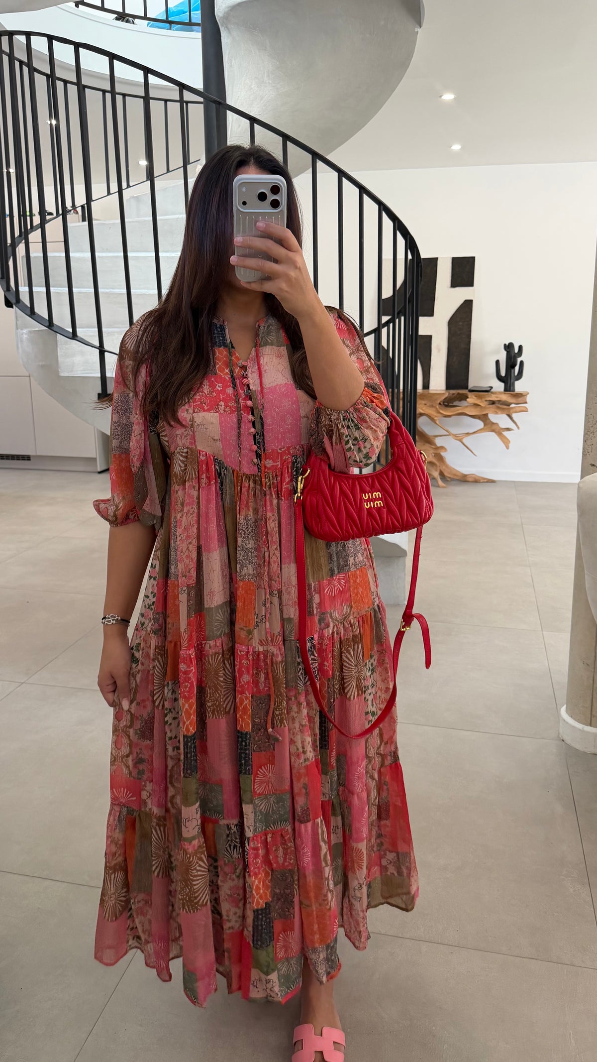 Robe en mousseline multicolore