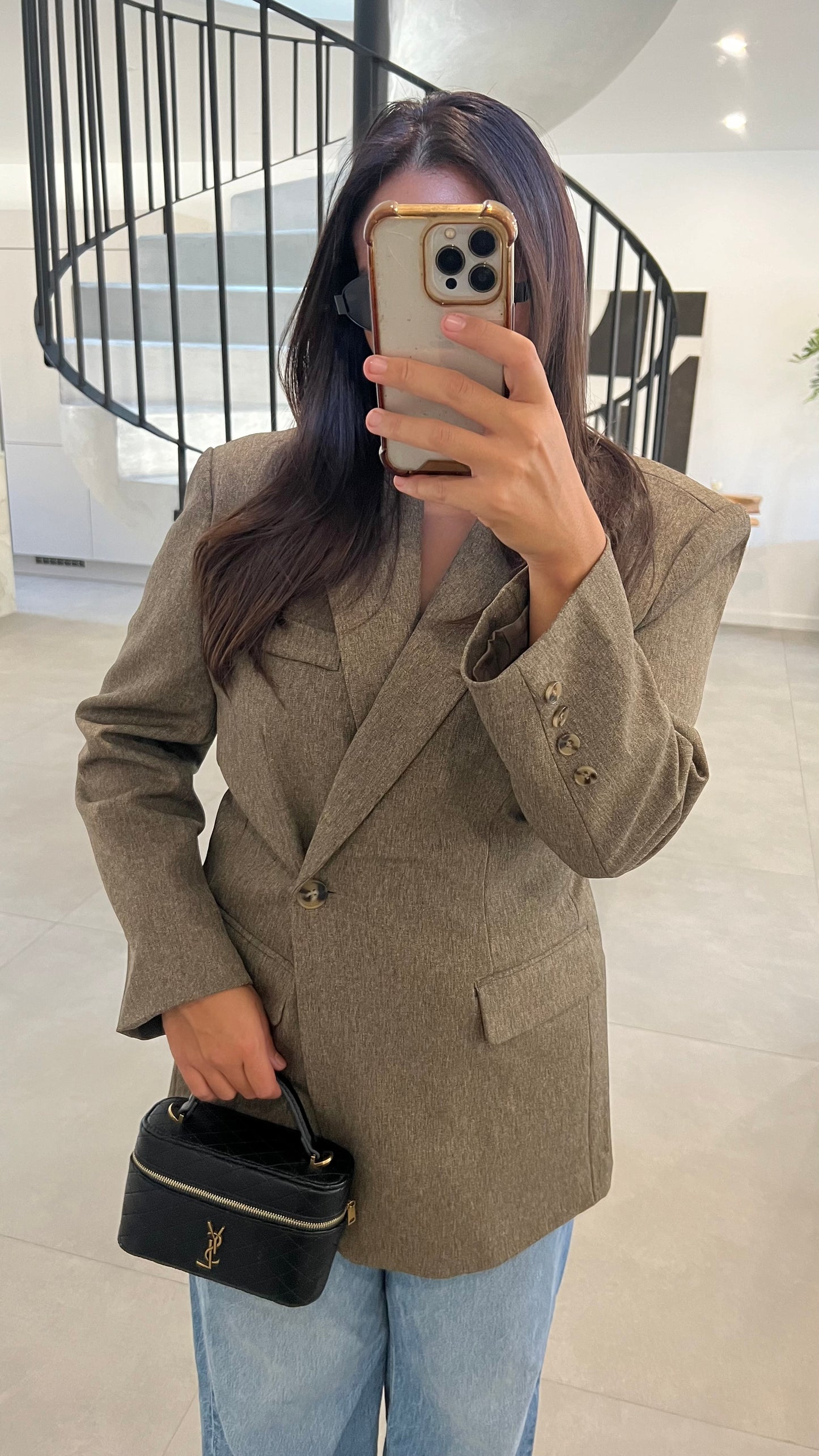 Blazer croisé taupe