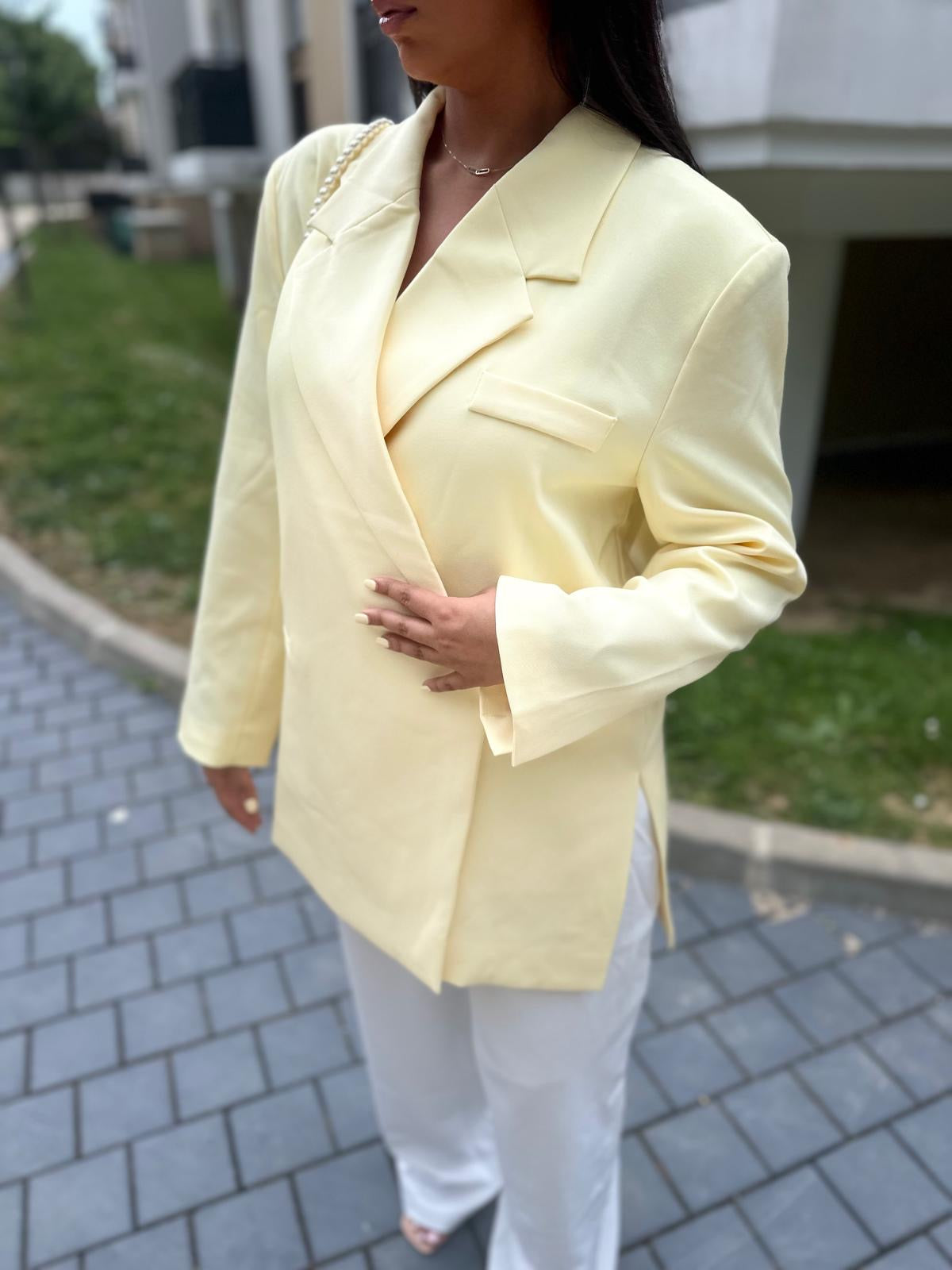 Blazer croisé jaune
