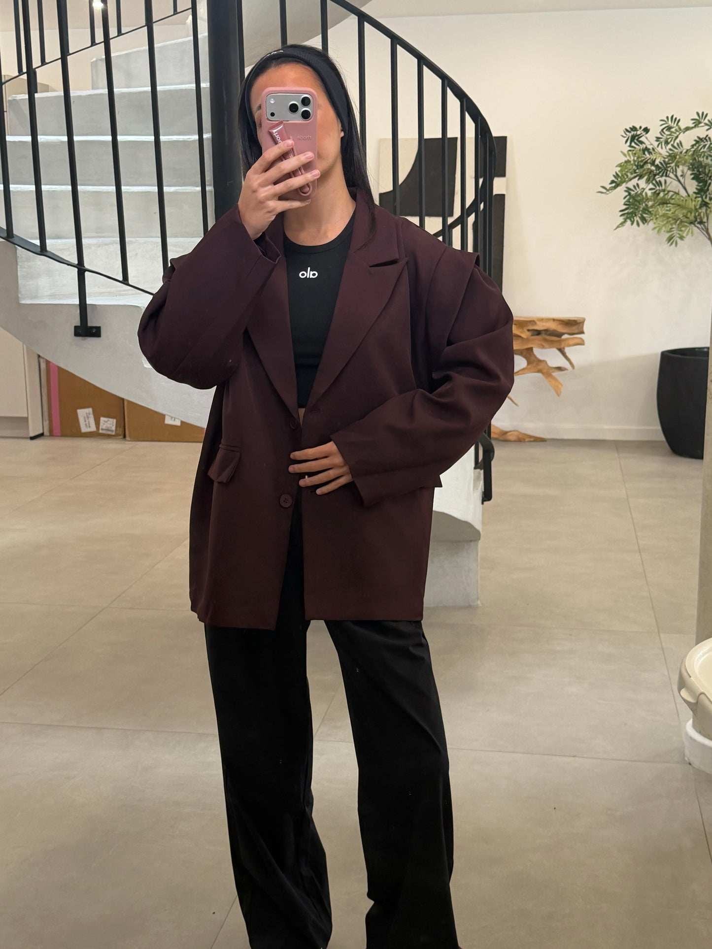 Blazer bordeaux à ceinture