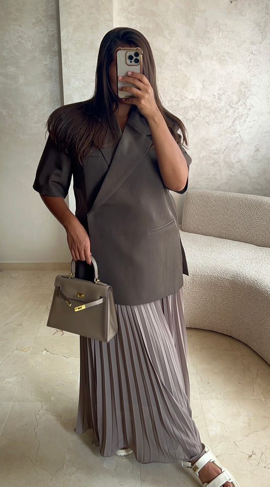 Jupe plissée taupe
