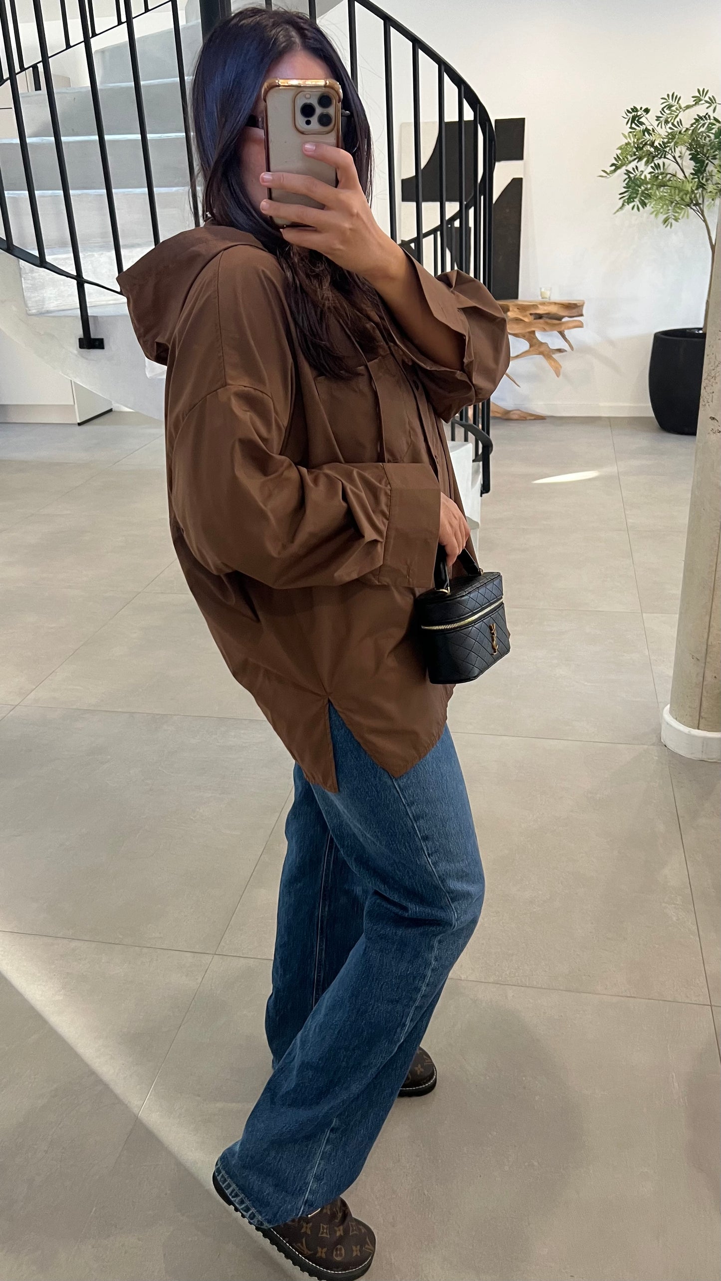 Chemise à capuche choco