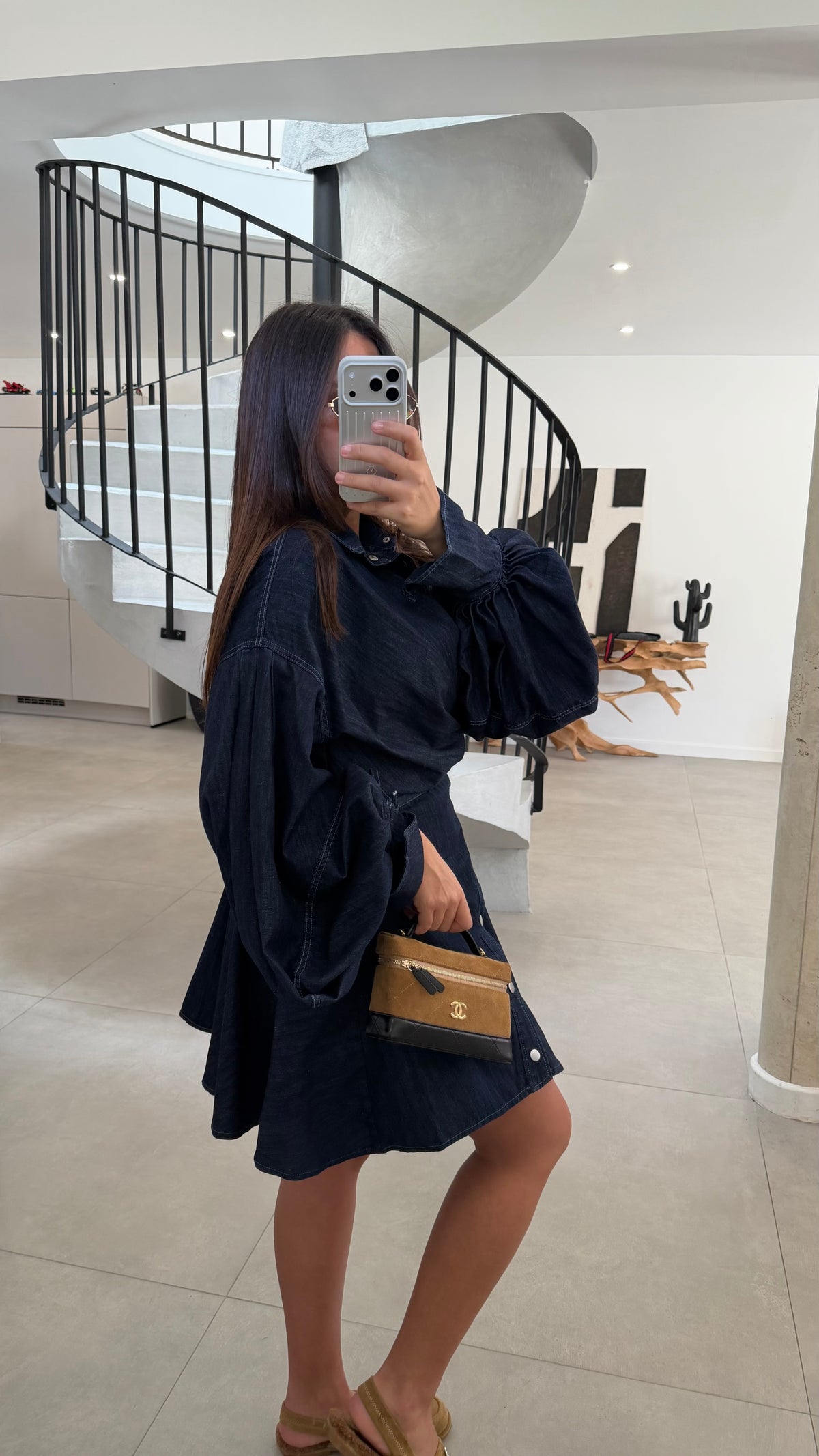 Robe en jean bleu brut