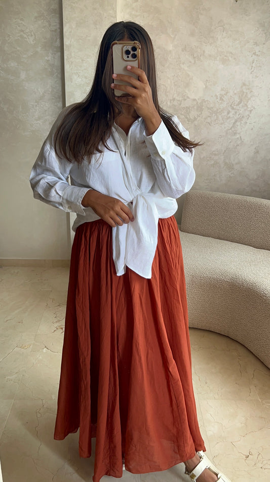 Jupe longue rouille 100% Cotton
