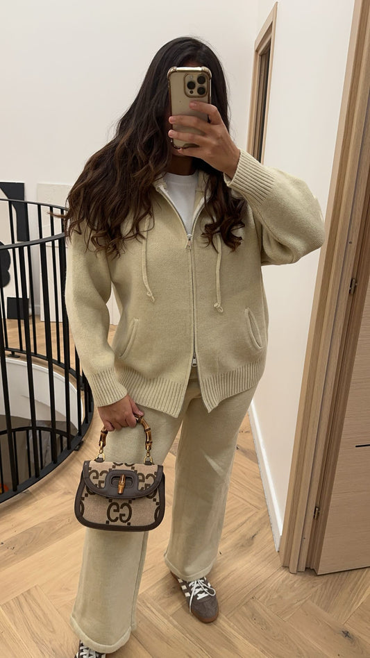 Ensemble en maille épaisse beige