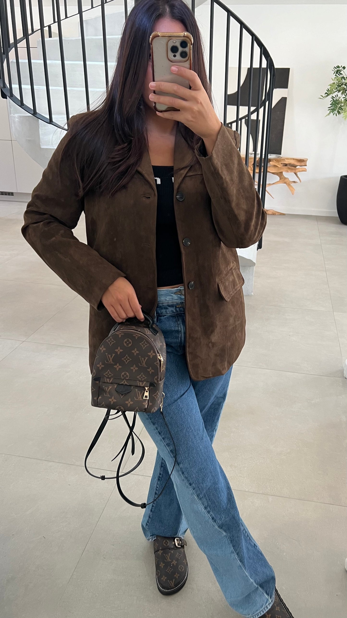 Blazer en suédine choco