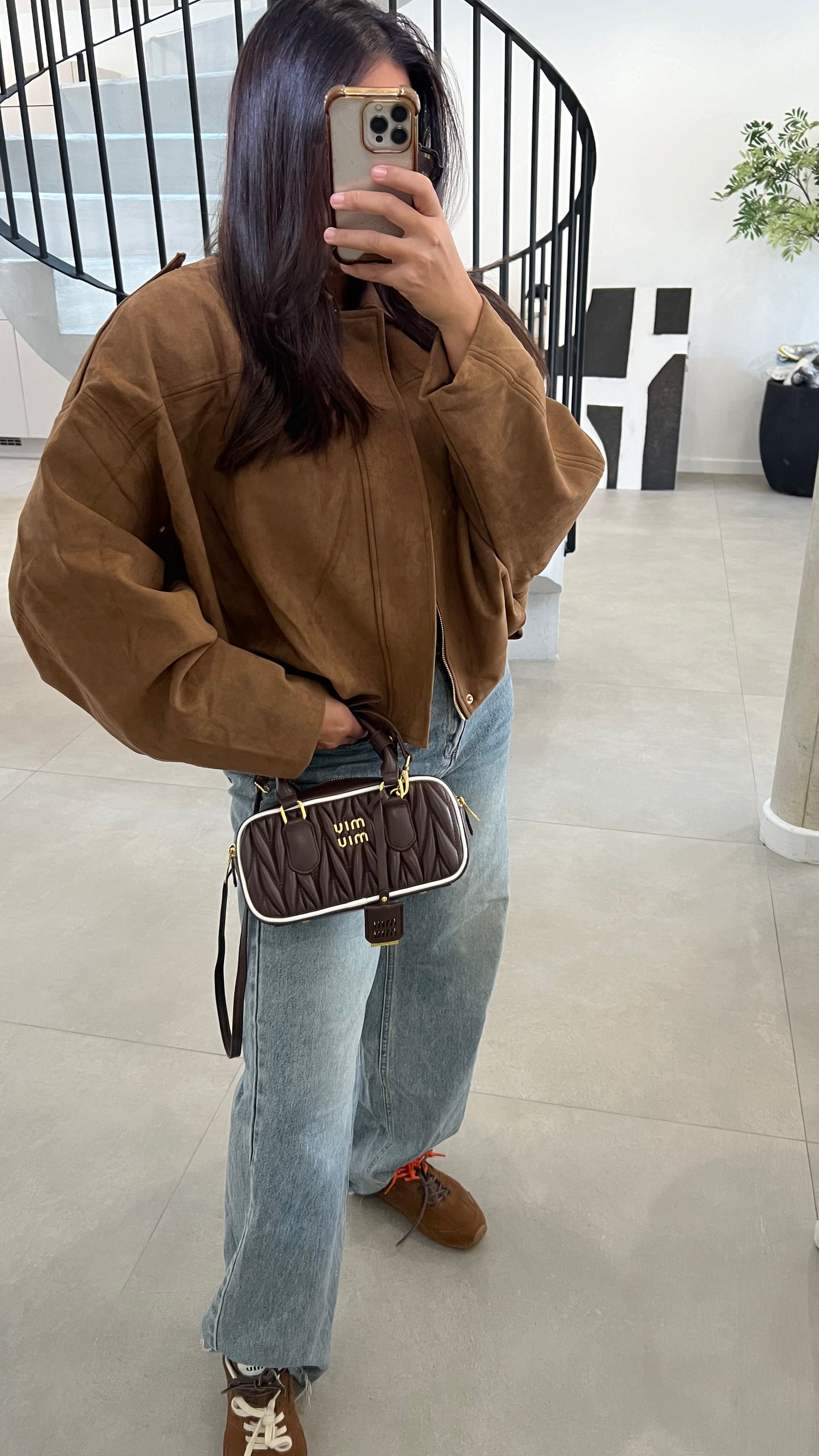 Veste en suédine Camel