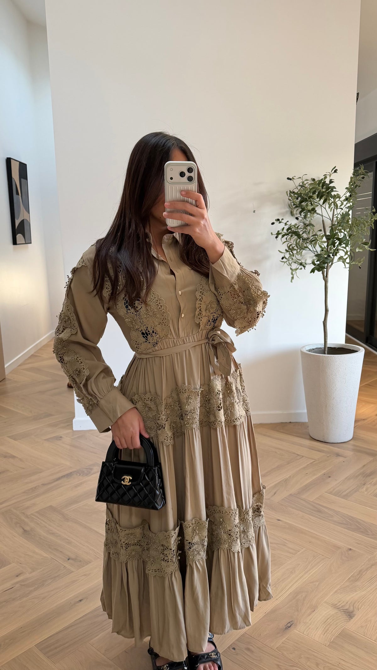 Robe longue kaki