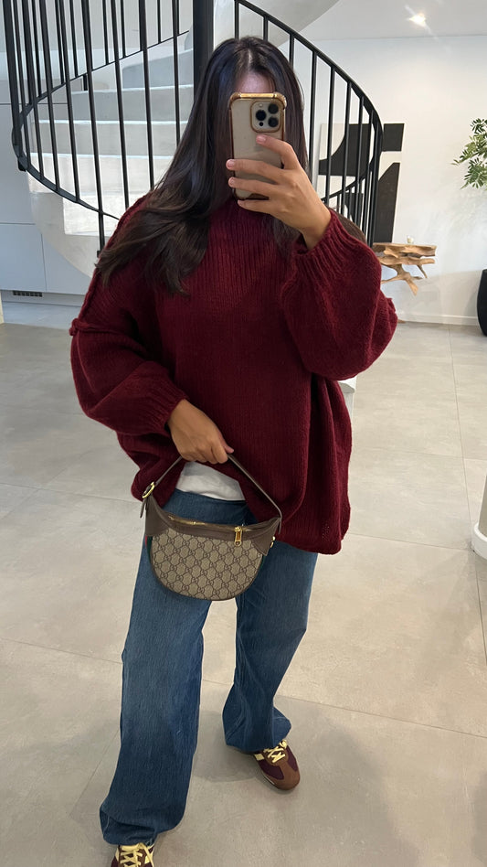 Pull oversize bordeaux