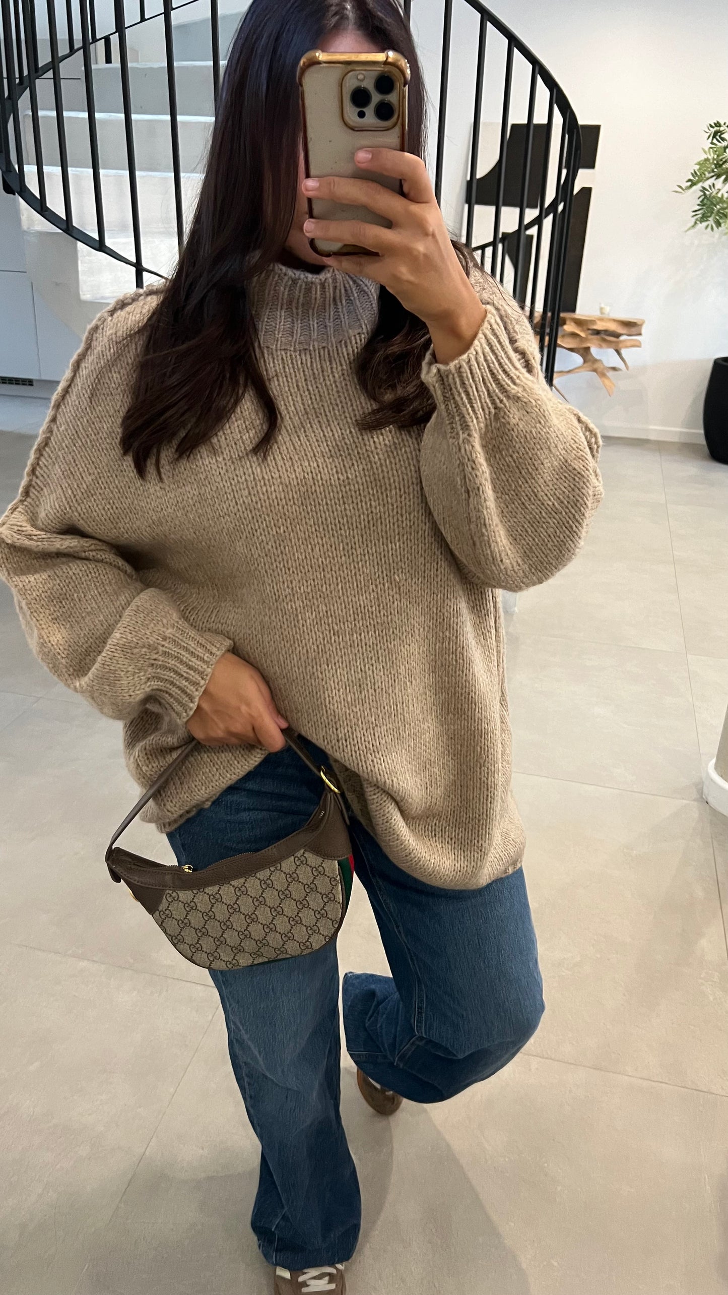 Pull oversize beige