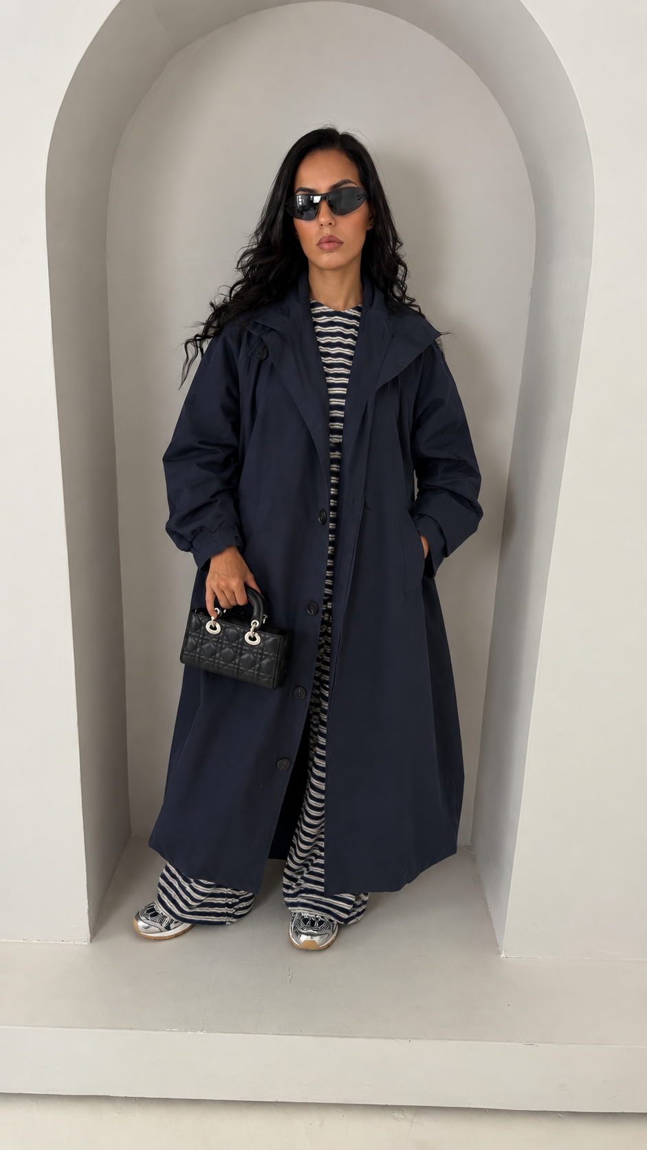 Trench manches ballons bleu marine
