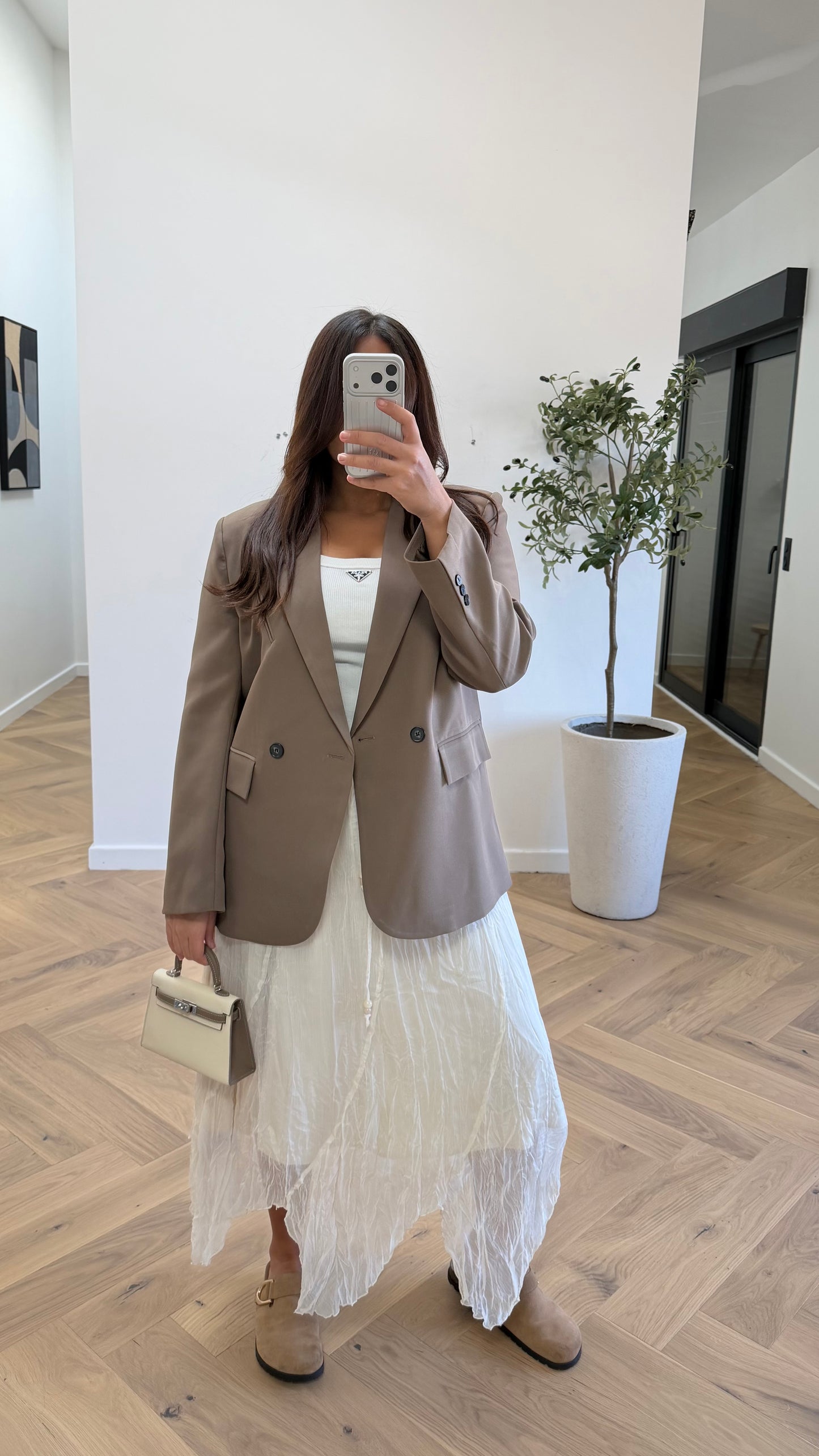 Blazer croisé taupe