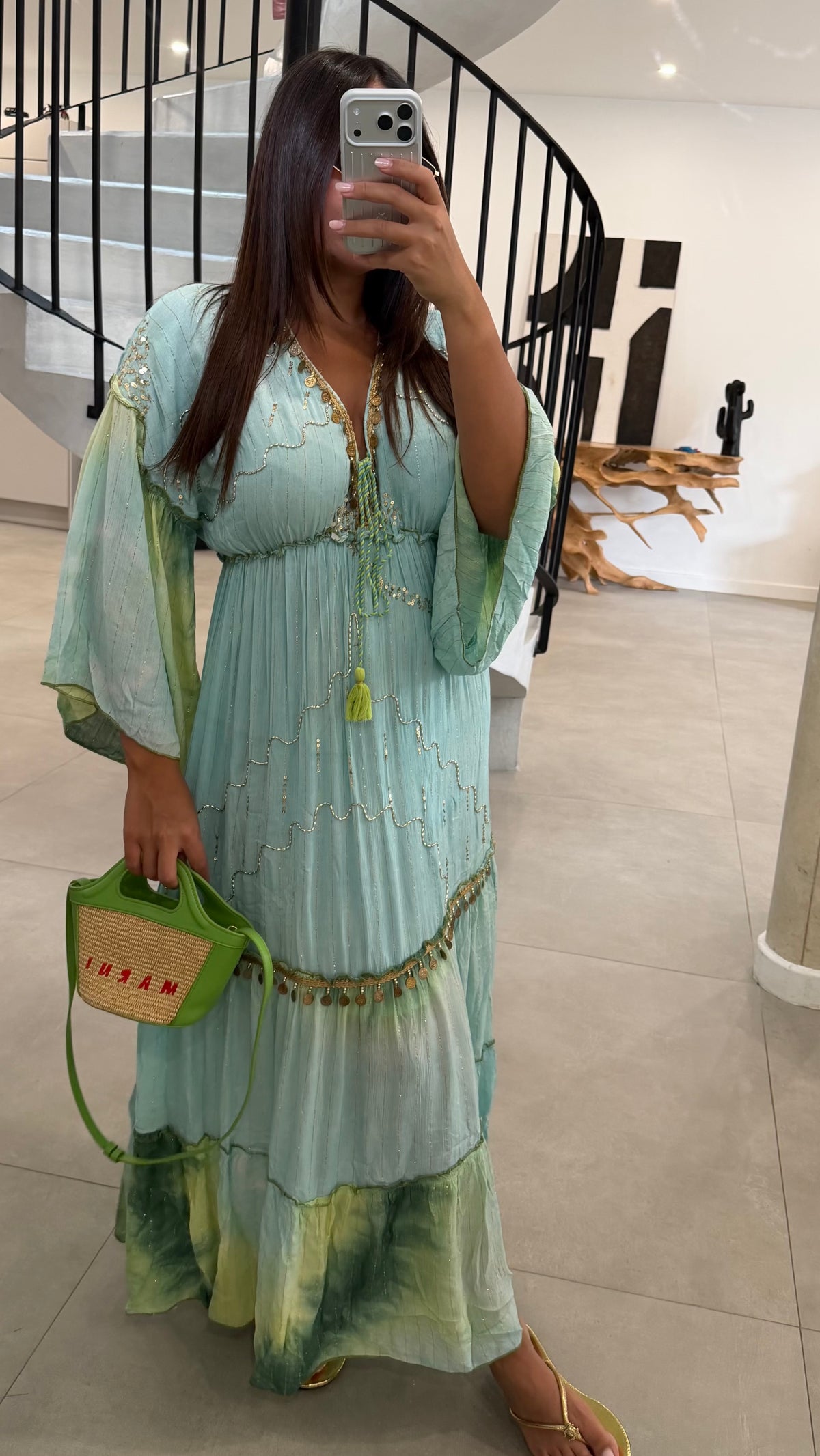 Robe bohème verte