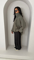 Veste col montant oversize kaki