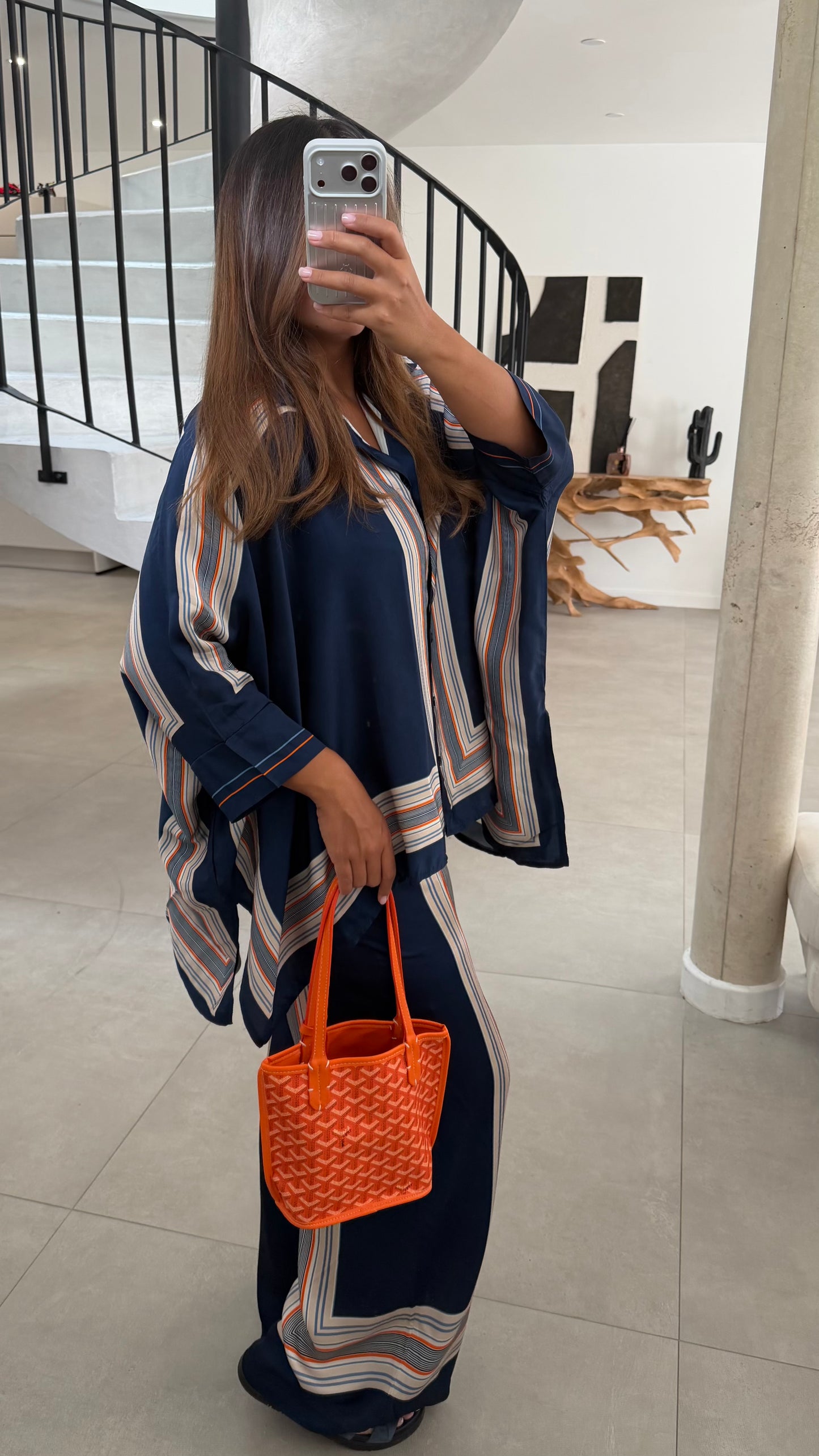 Ensemble en soie bleu