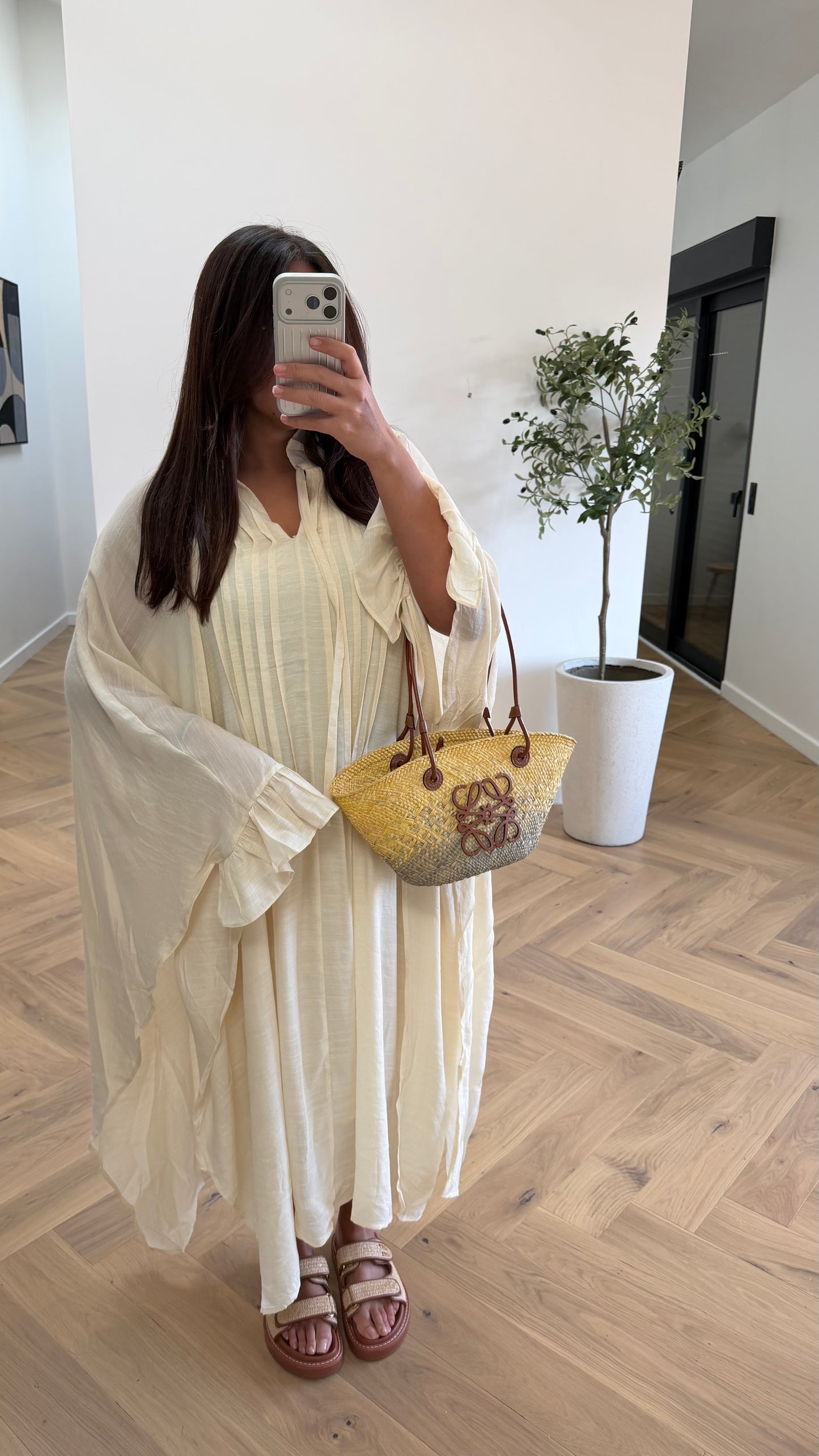 Robe doublé à volant jaune