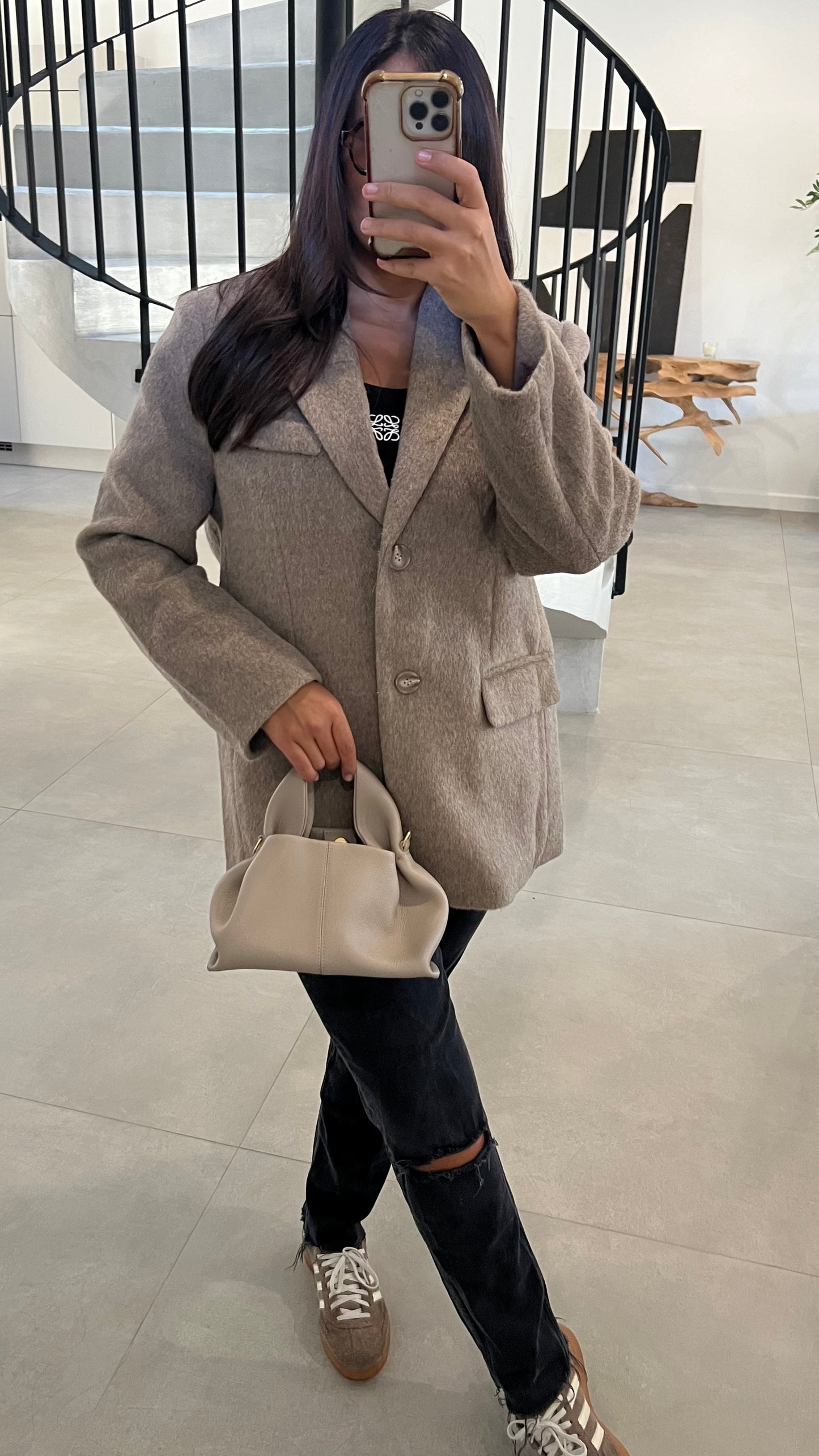 Blazer à poil doux beige