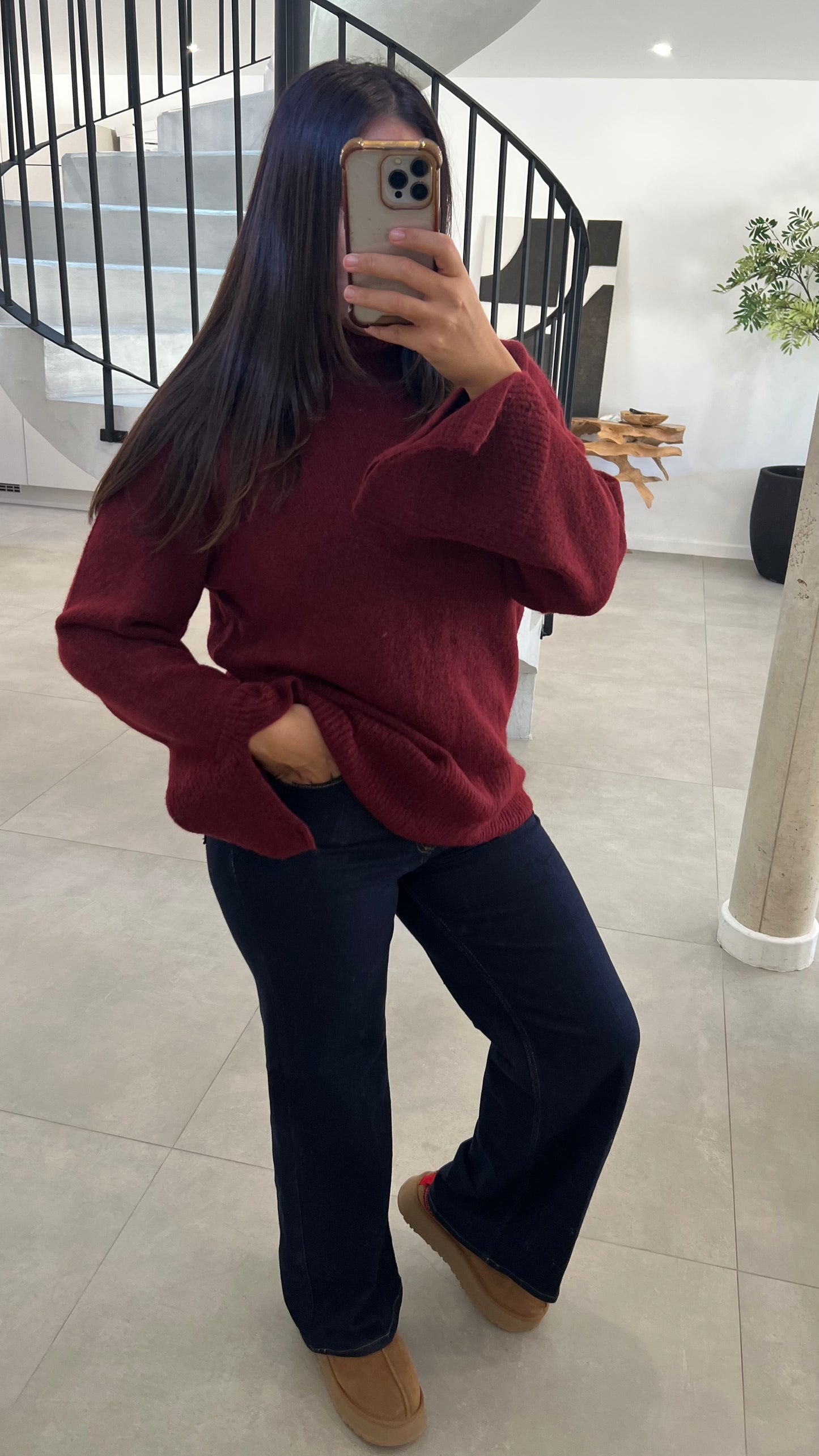 Pull doux bordeaux