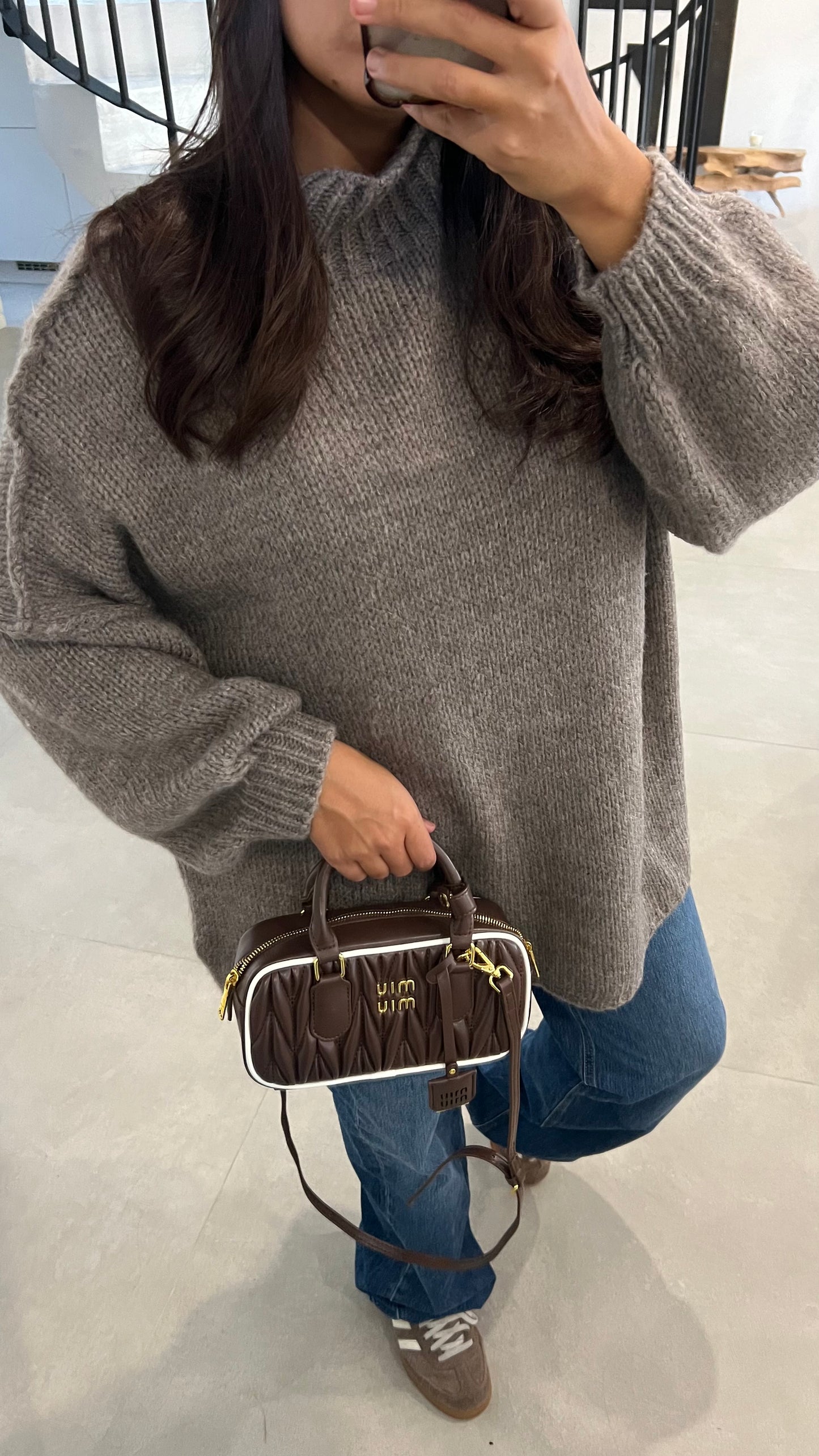 Pull oversize taupe