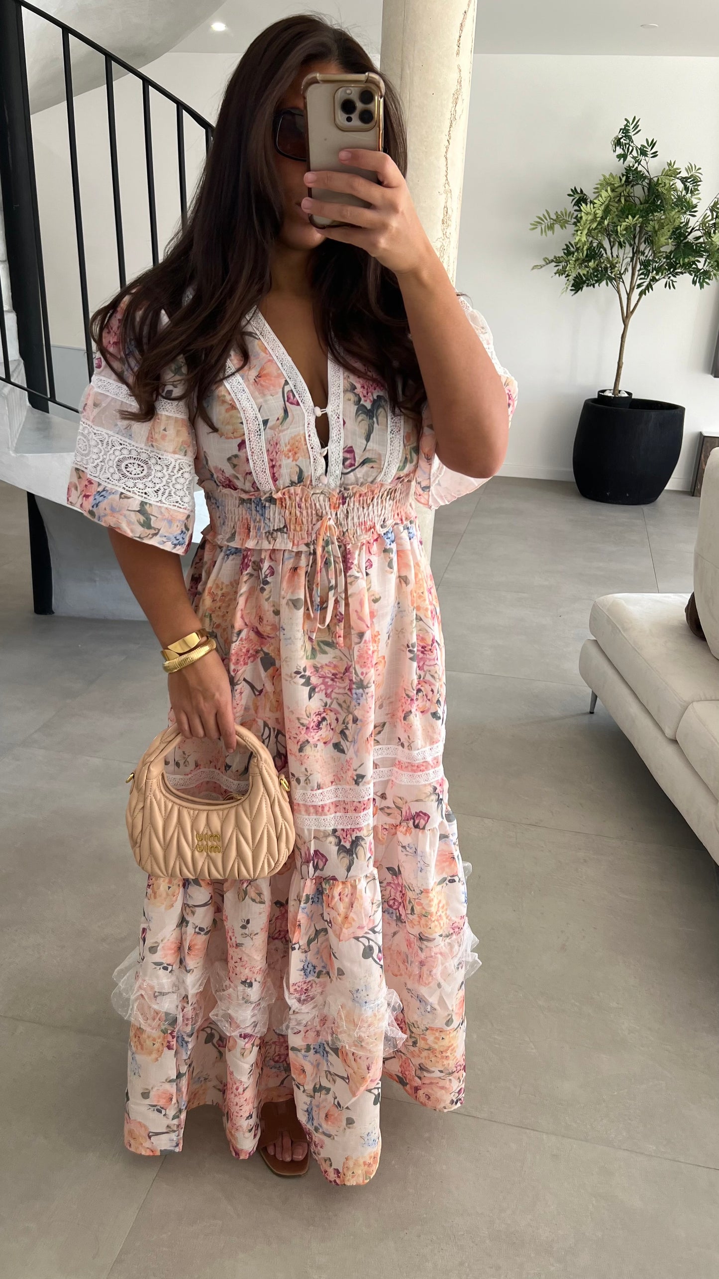 Robe manche courte fleurie