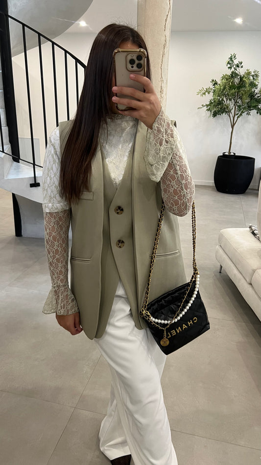 Blazer sans manche double tilleul