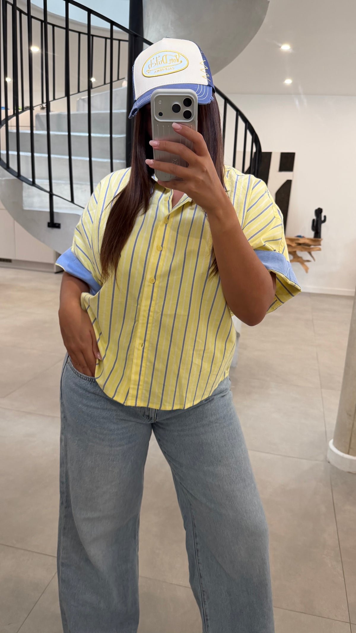 Chemise à rayures jaune