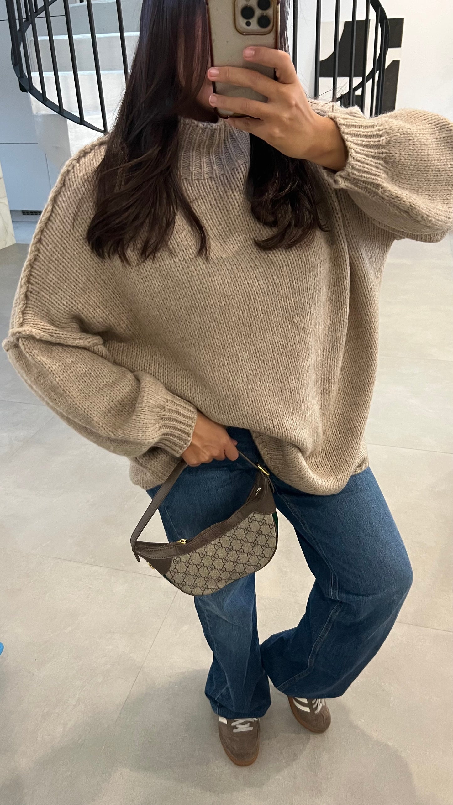 Pull oversize beige