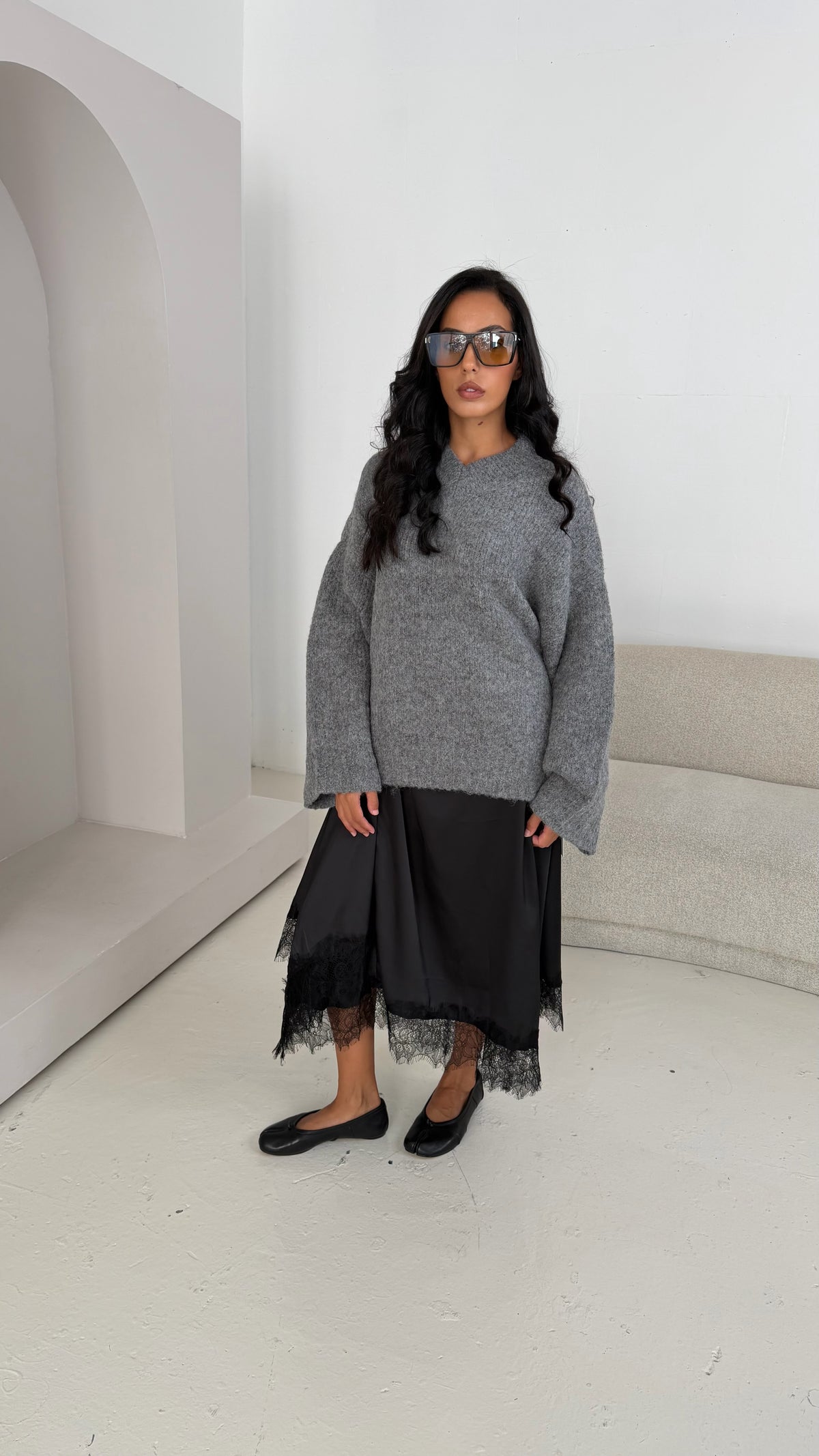 Pull gris oversize