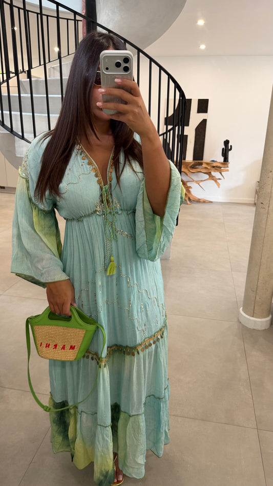 Robe bohème verte