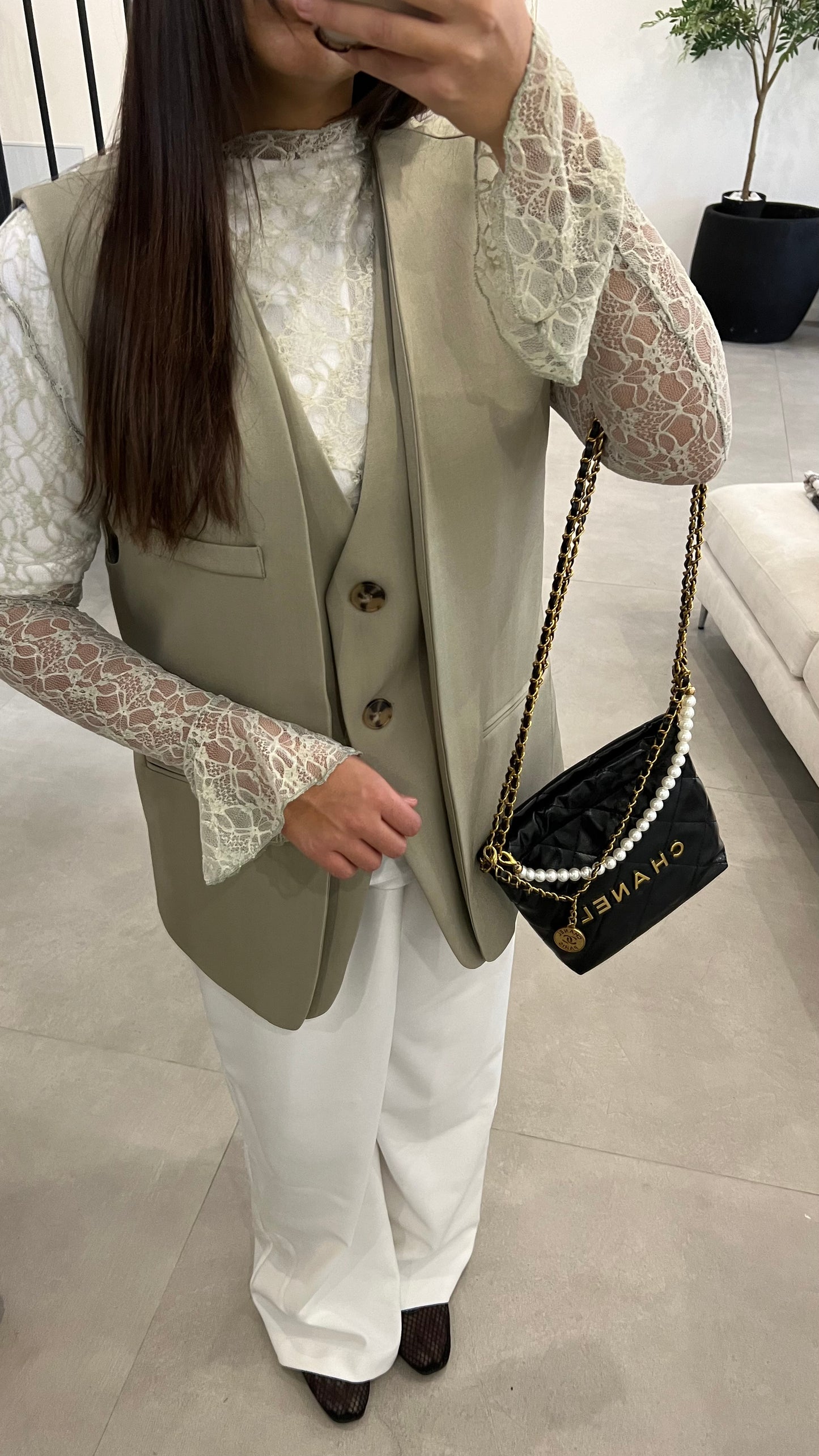 Blazer sans manche double tilleul