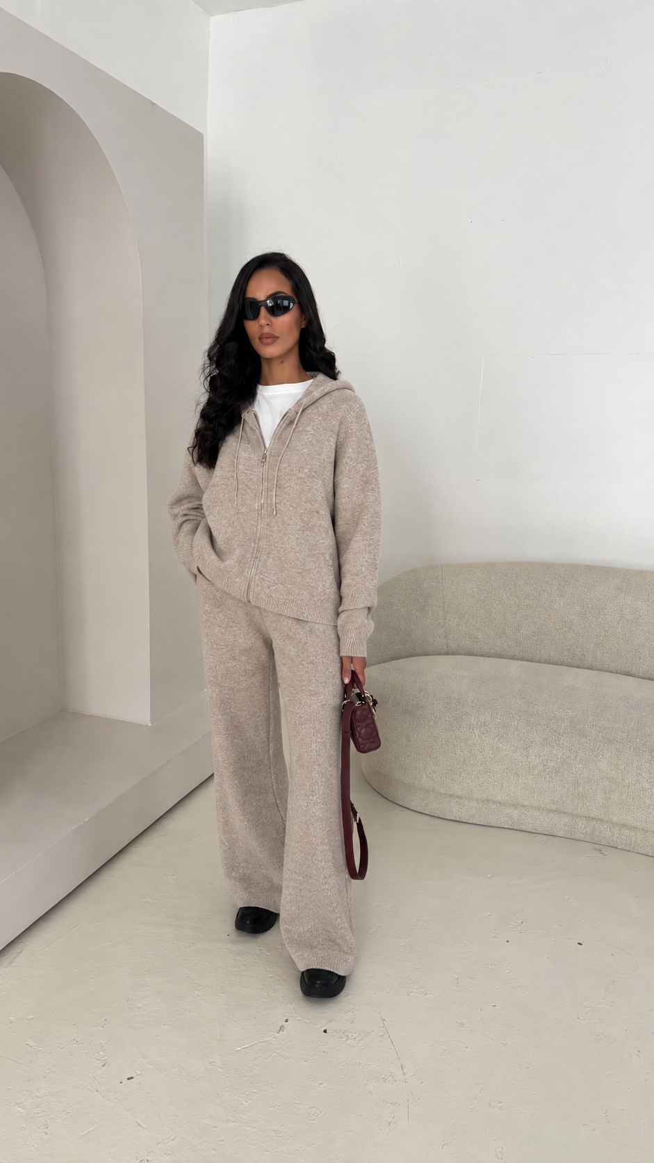 Ensemble en maille taupe