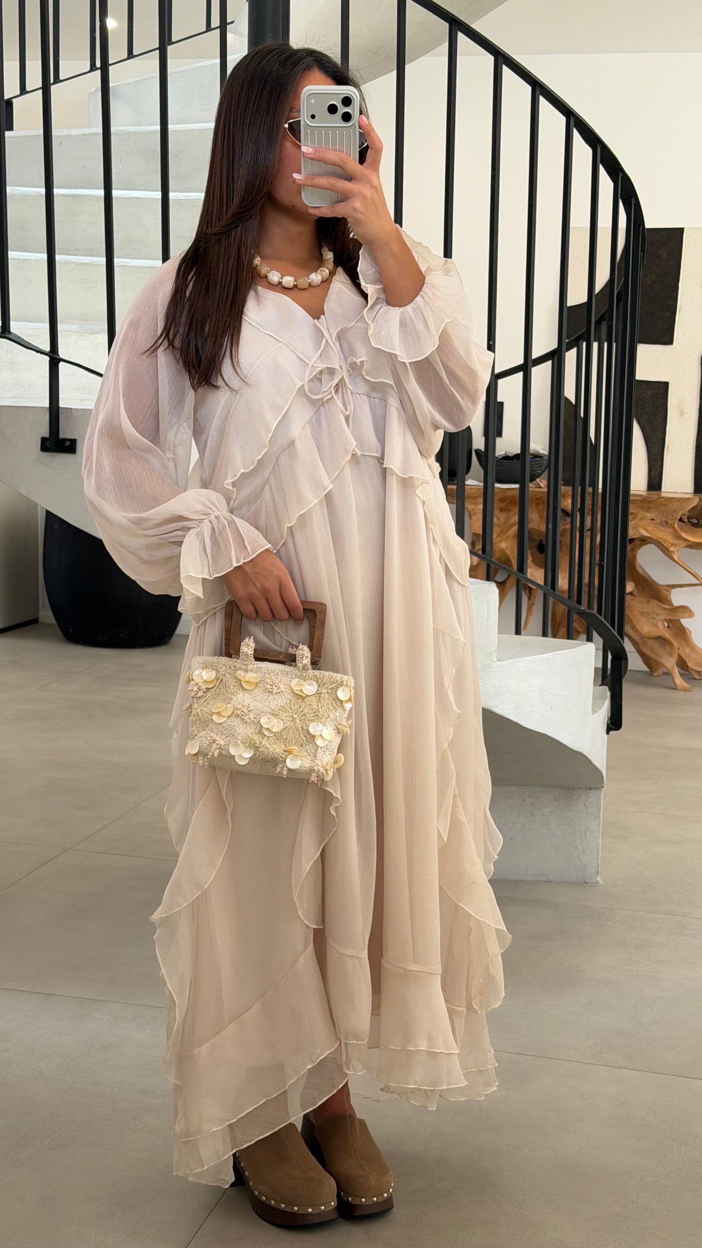 Robe longue à volant
