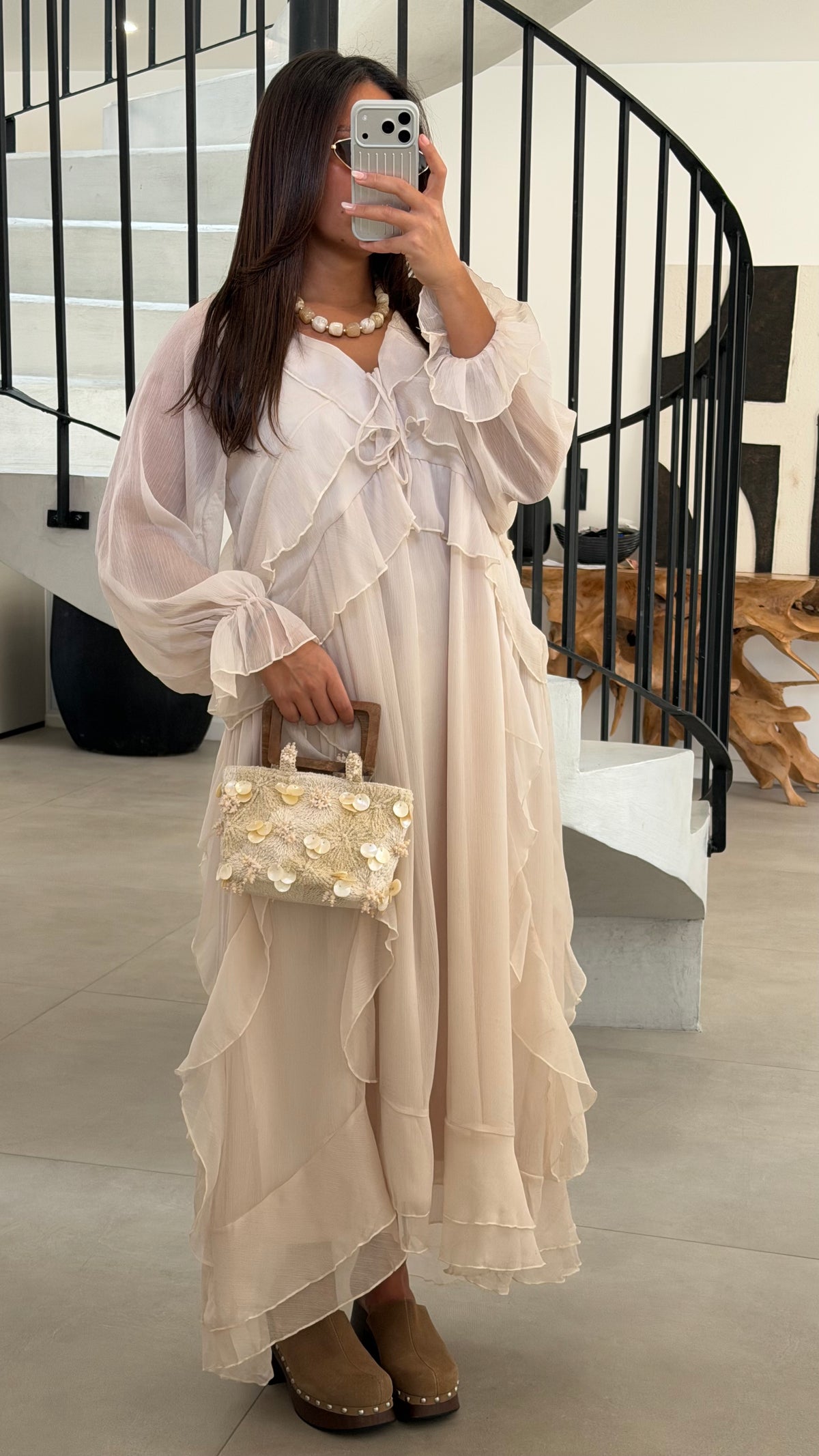 Robe longue à volant
