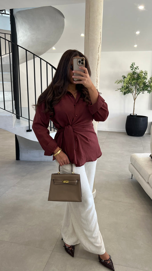Chemise à noeud bordeaux