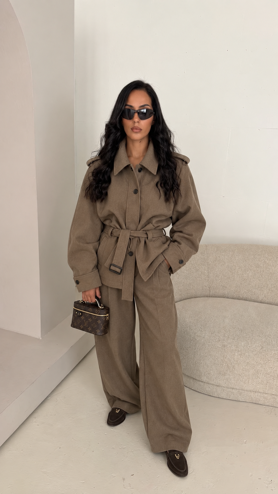 Ensemble Veste + pantalon beige foncé