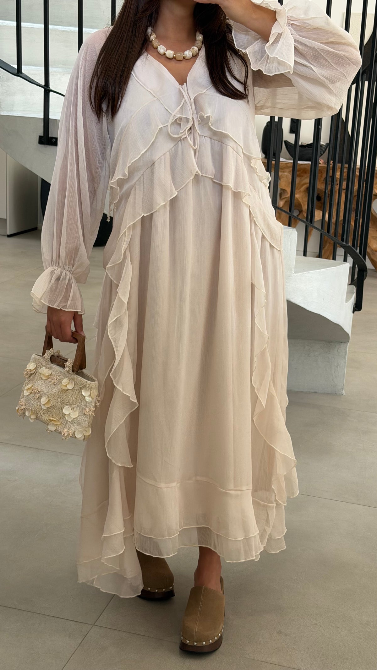 Robe longue à volant
