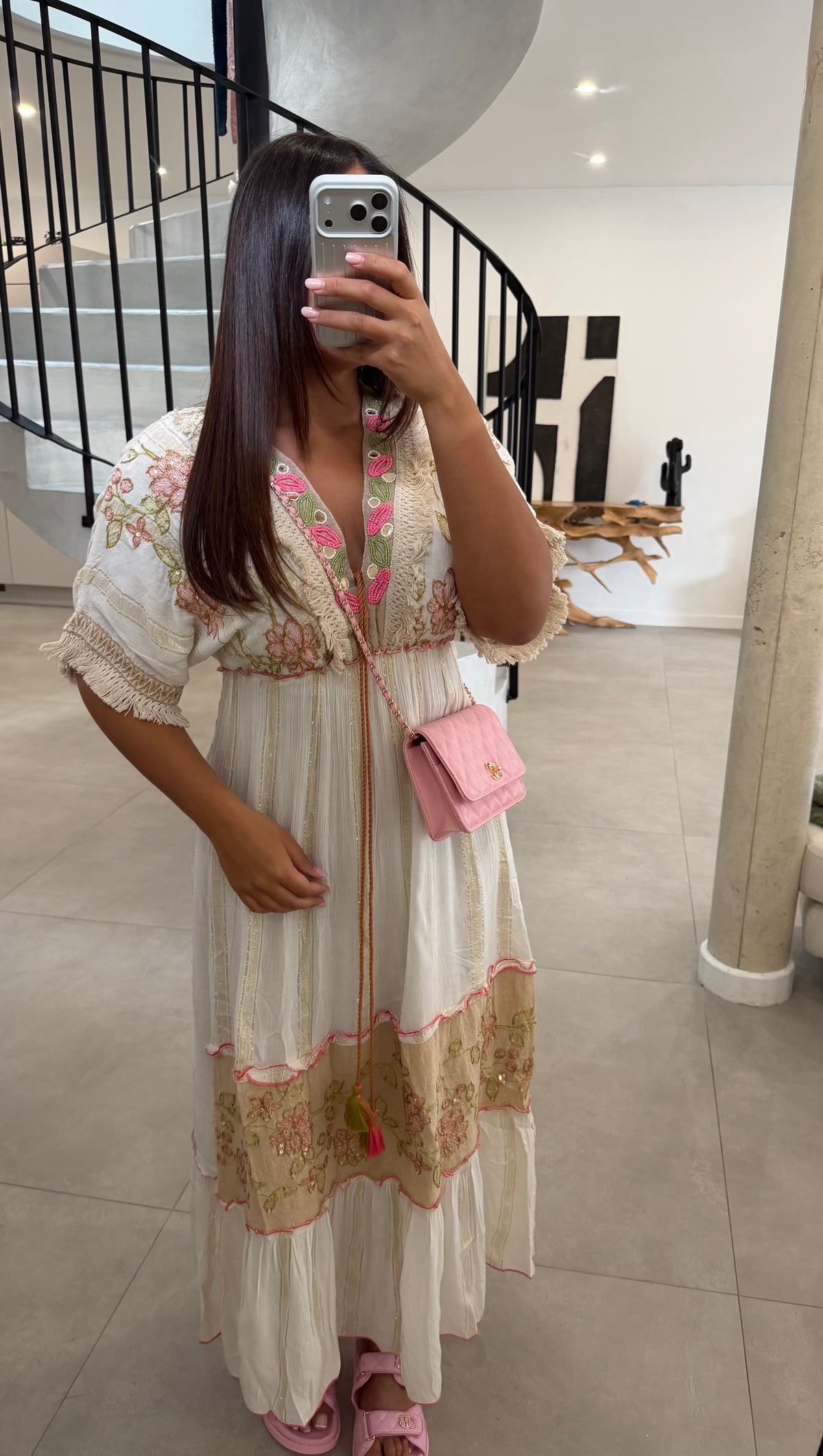 Robe bohème écru