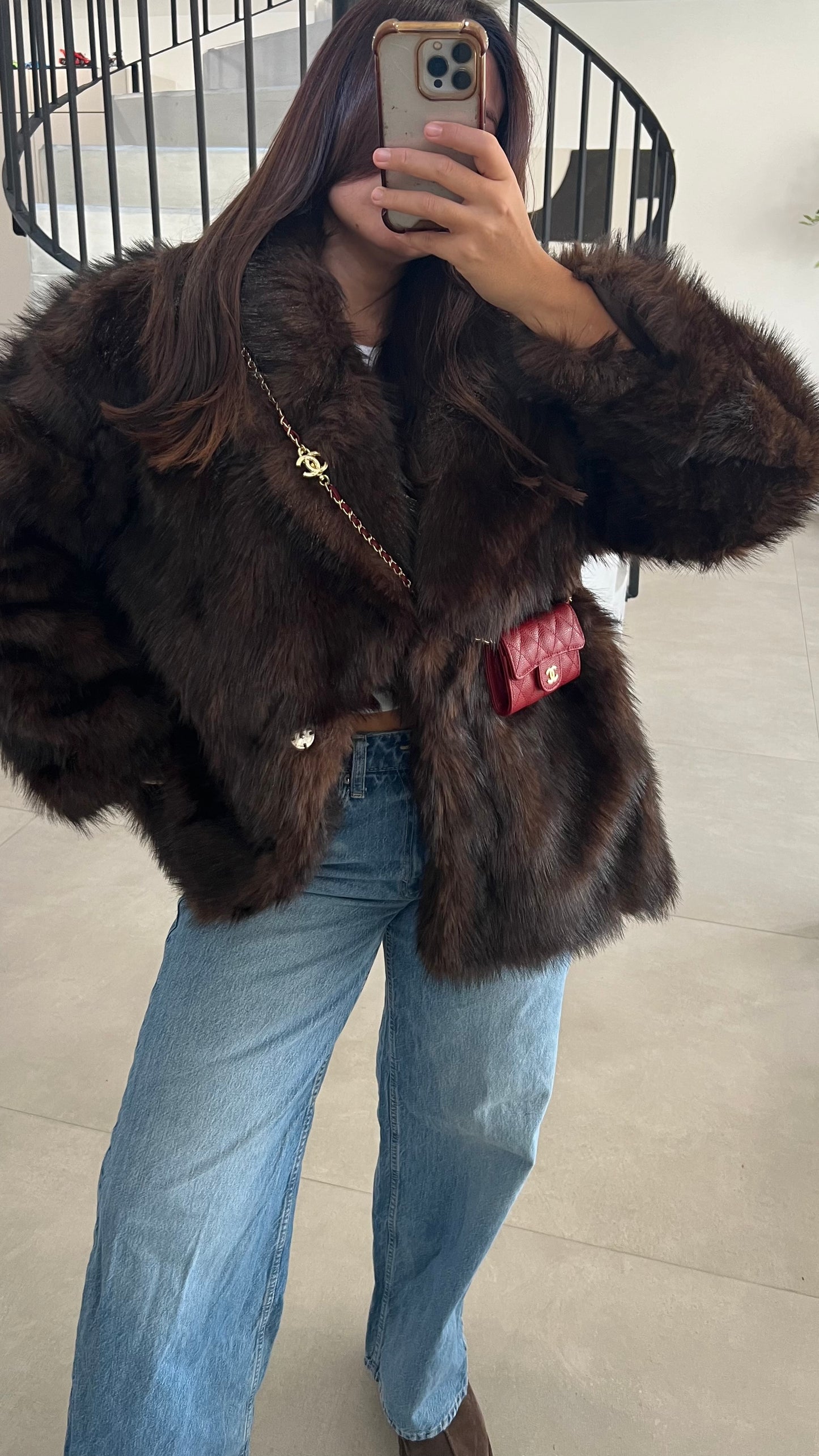 Fourrure mi longue choco