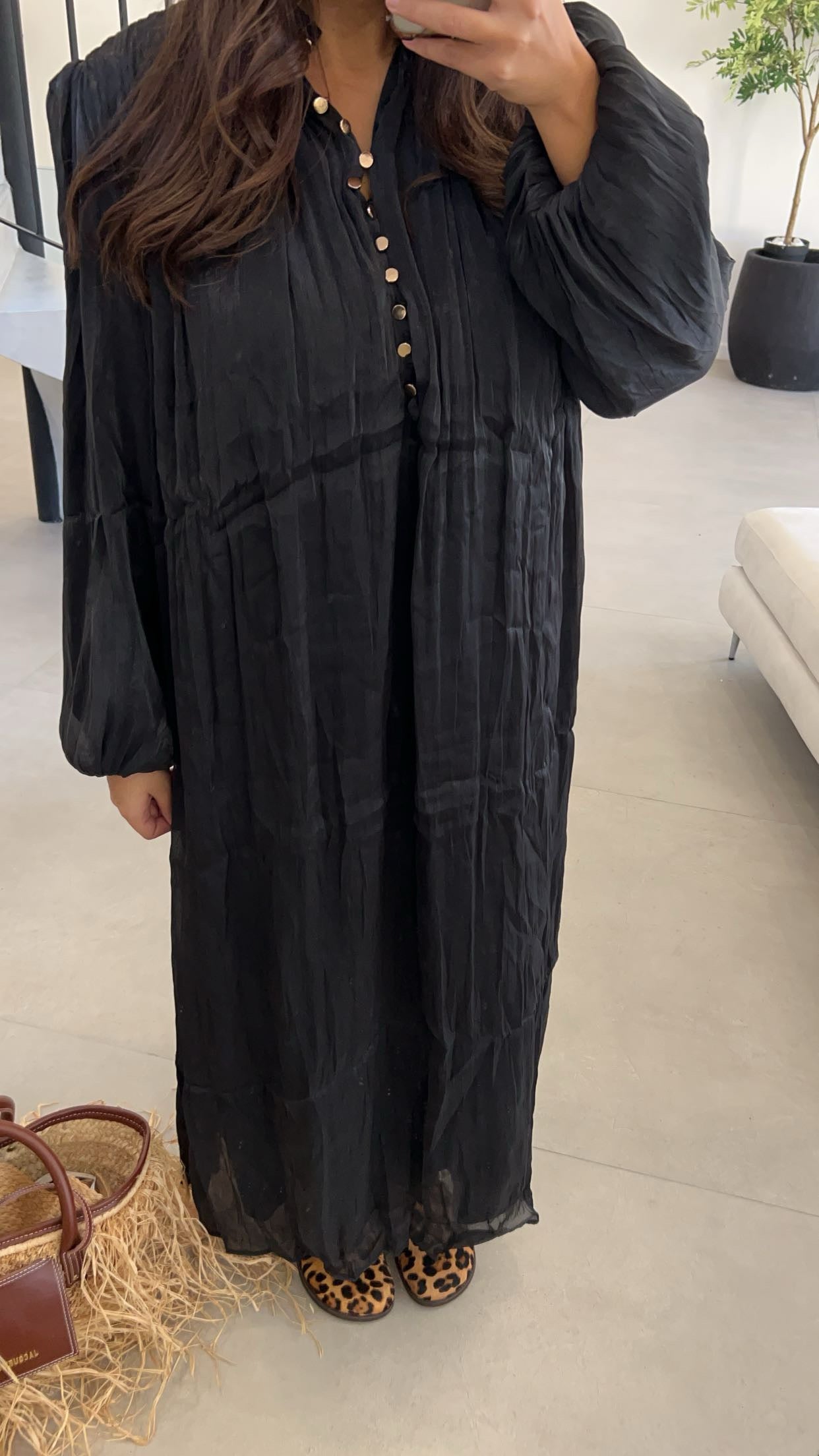 Robe longue plissée noire