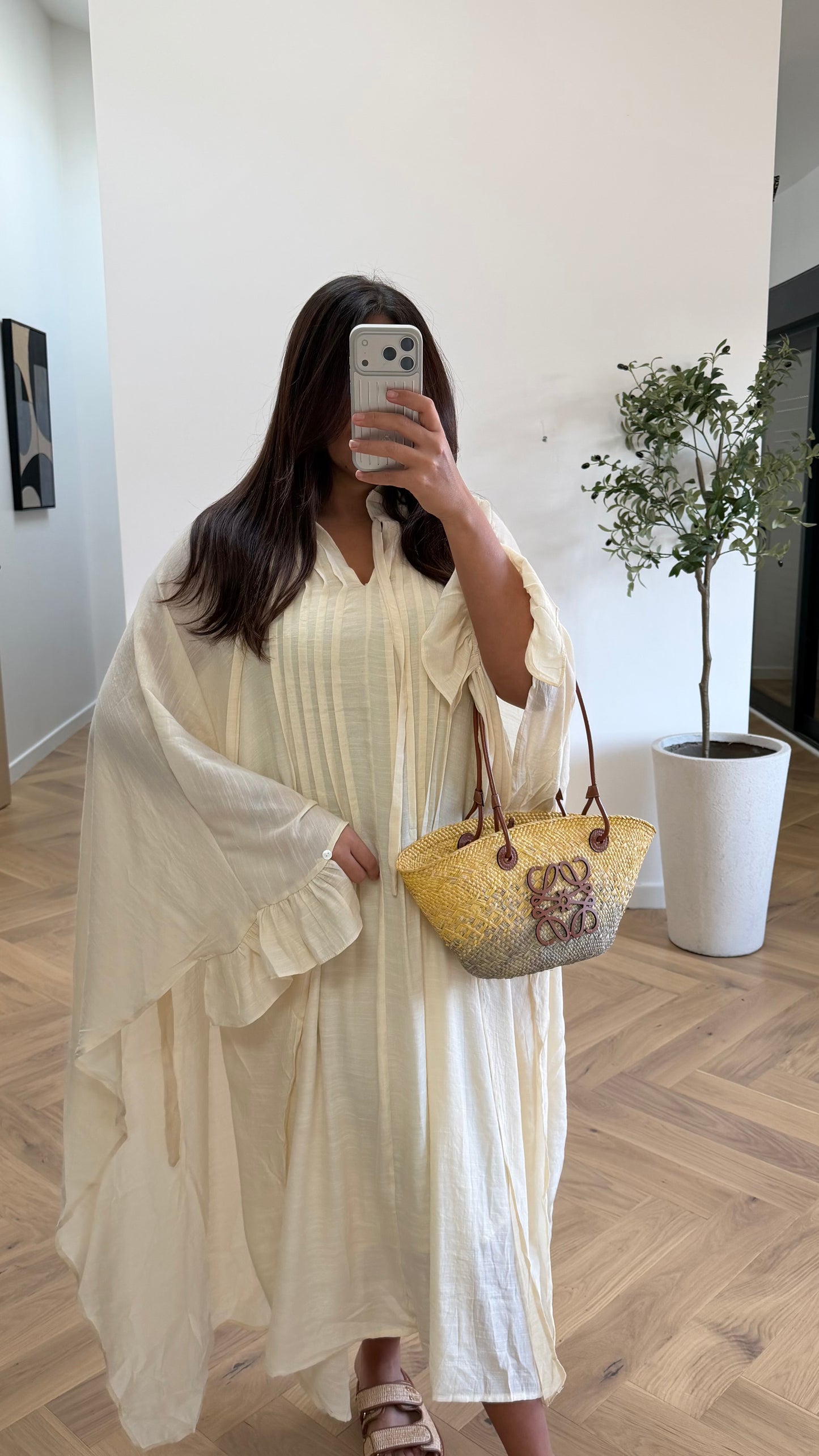 Robe doublé à volant jaune